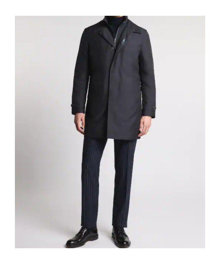 Fay Double-front Morning Coat With Padded Interior In Black