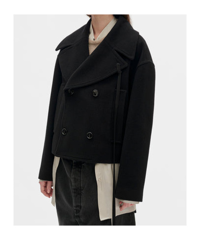 Ann Demeulemeester Ulrica Peacoat In Black