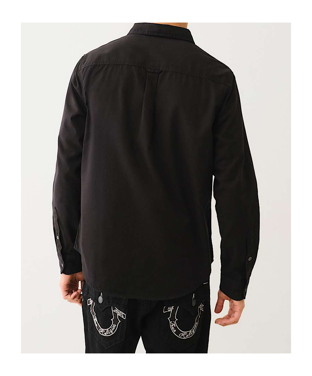 True Religion Long Sleeve Workwear Shirt In Black