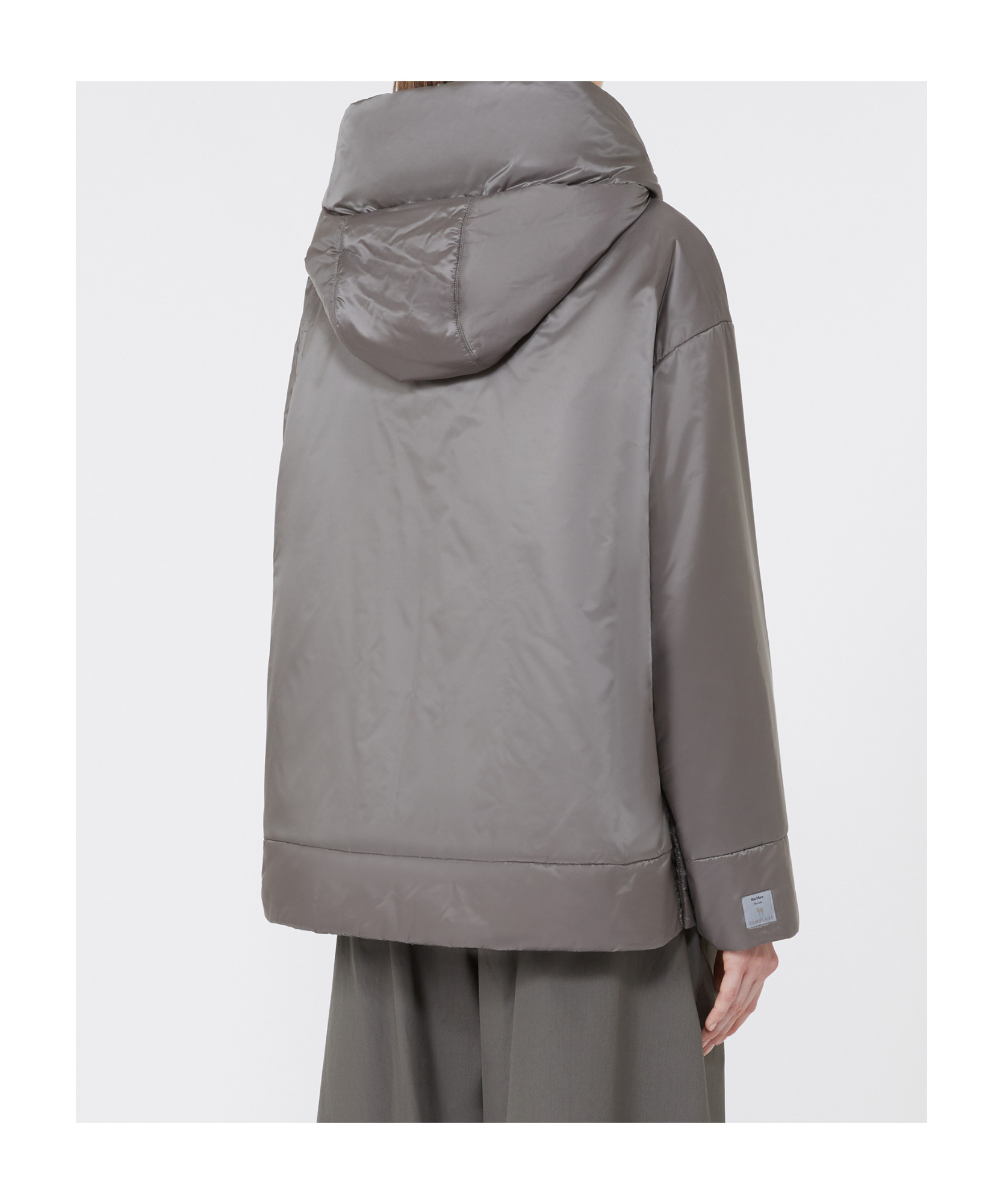Max Mara Padded, Hooded Jacket In Water-repellent Canvas In Gray