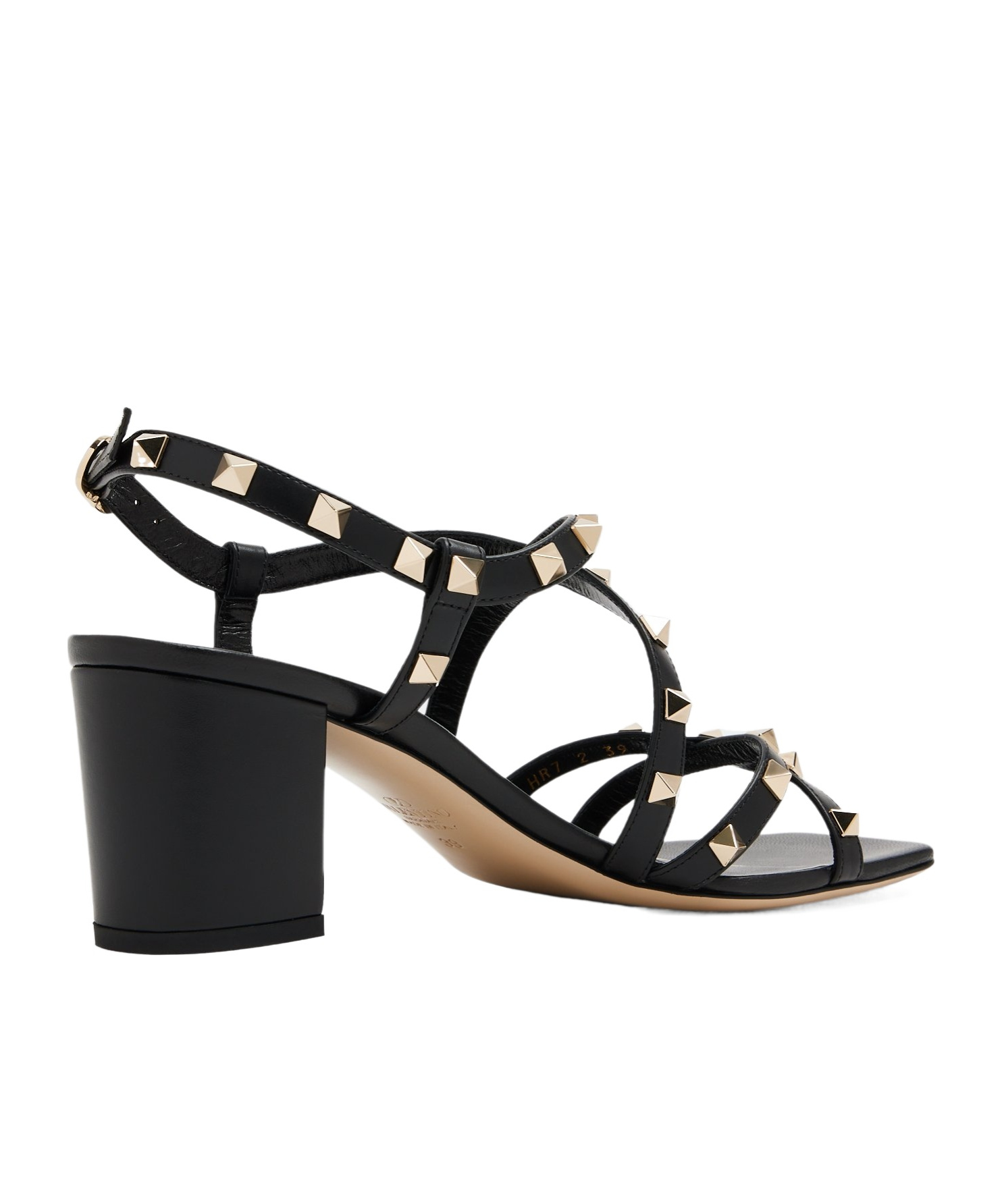 Valentino Garavani Rockstud Calfskin Sandal With Straps 60mm Woman Black 38 In Black
