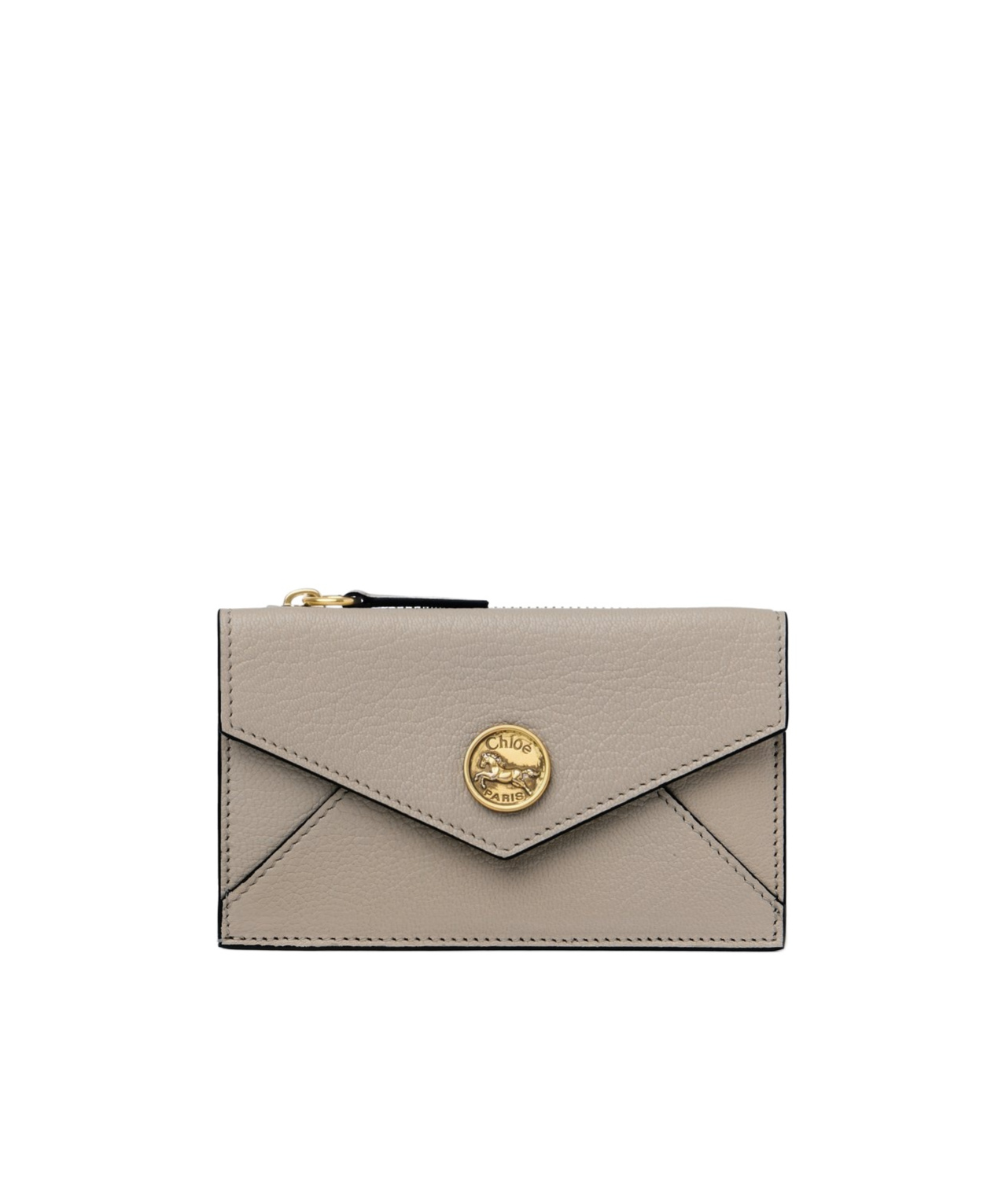 Chloé Small Envelope Purse With Card Slots In Grained Leather In Neutral