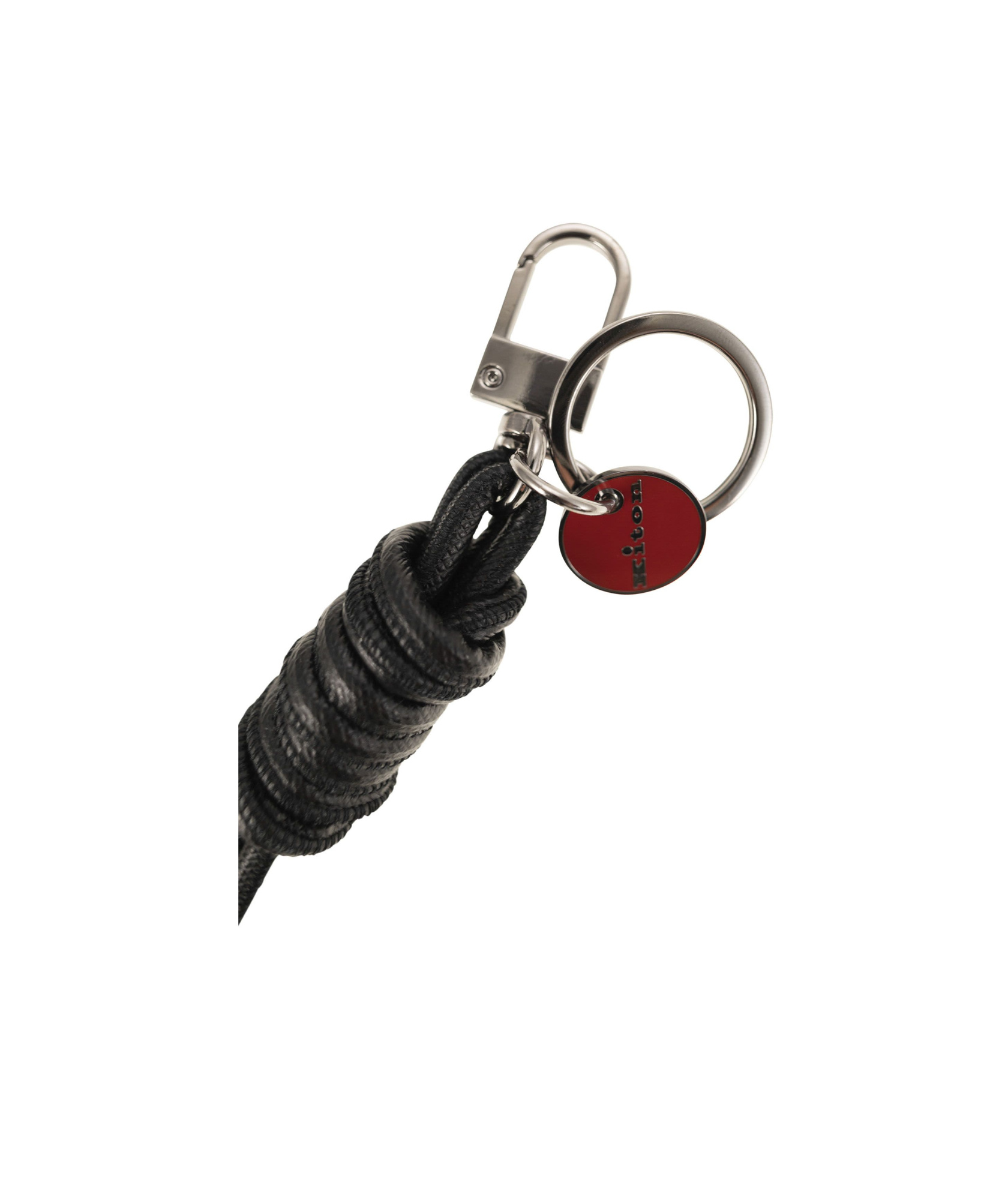 Kiton Men Leather Key Ring In Black