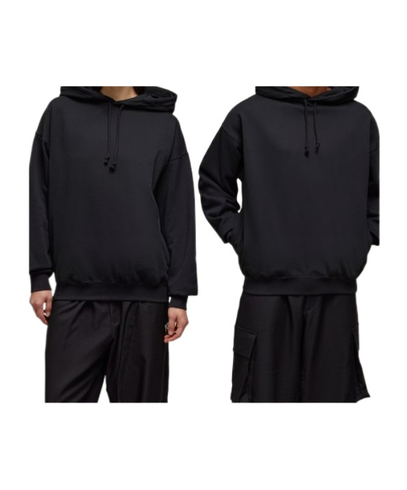 Y-3 Black Cotton And Recycled Polyester Hoodie With White Raglan Stripes In Black