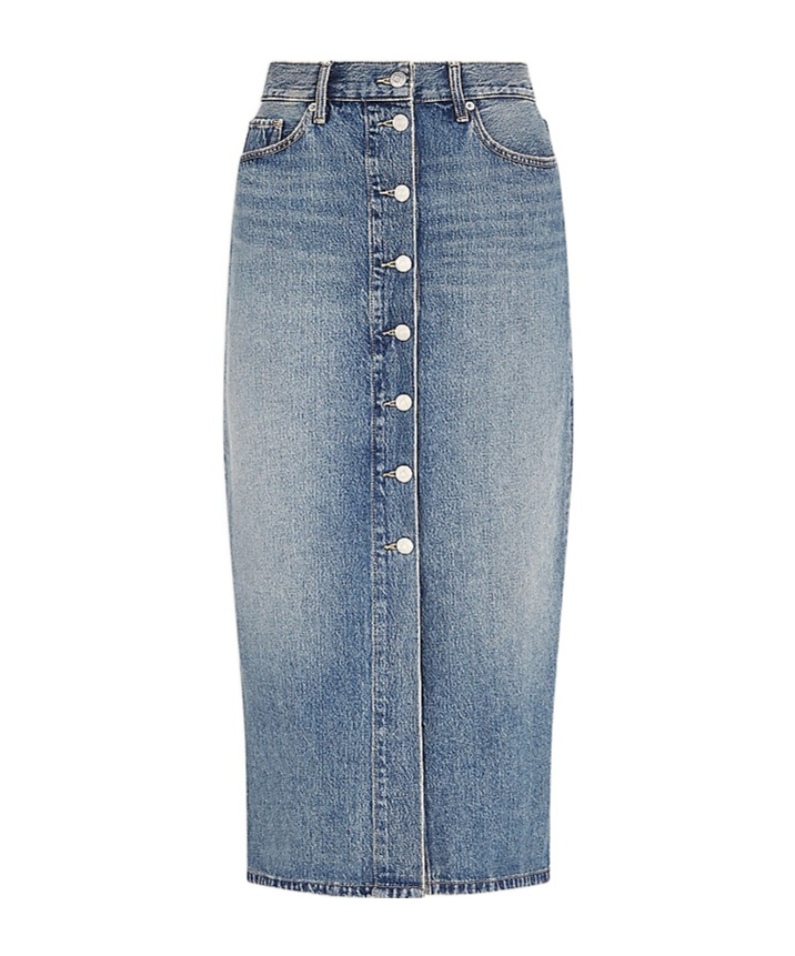 Tommy Hilfiger High-rise Mid-length Denim Skirt In Blue