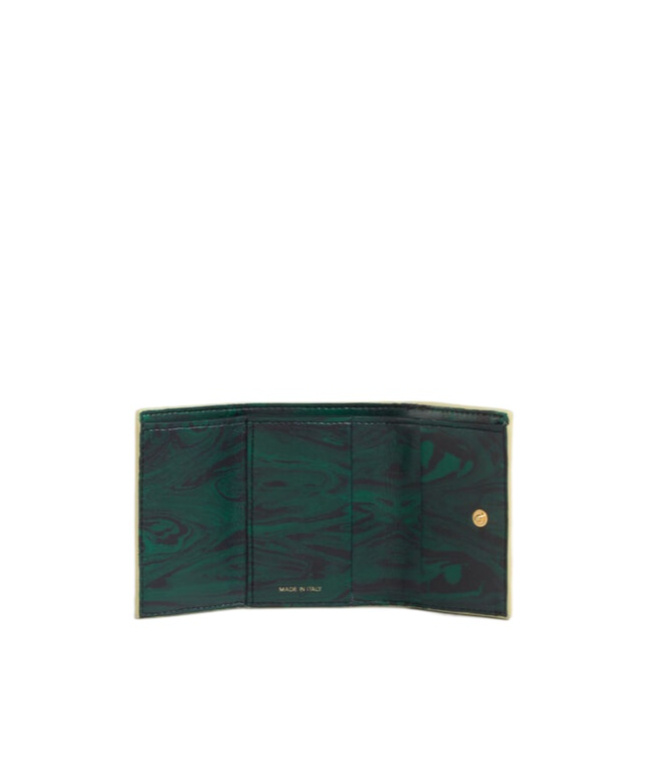 Marni Light Yellow Leather Trifold Venice Wallet With Marbled Interior In Yellow