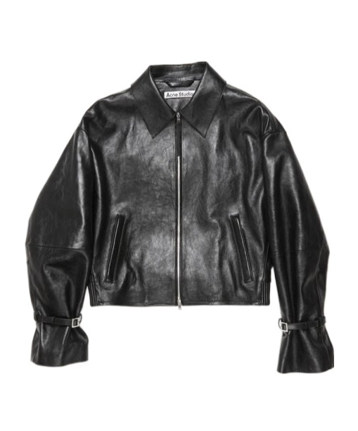 Acne Studios Long-sleeved Leather Jacket In Black