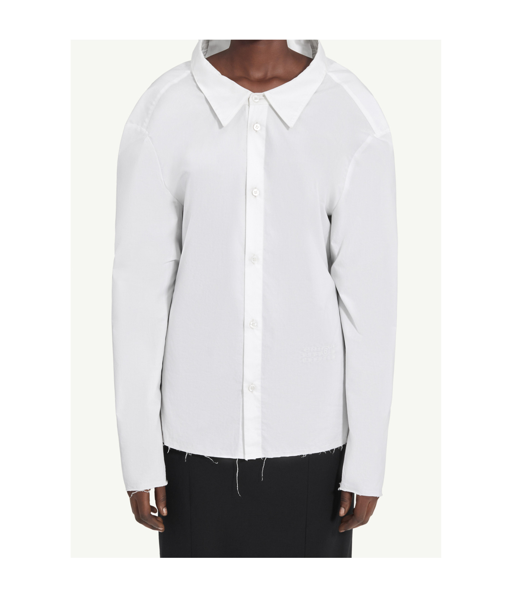 Mm6 Maison Margiela Boxy White Shirt With Avant-garde Extended Panel In White