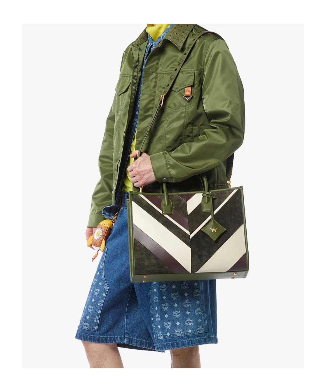 Mcm München Tote In Mega Herringbone Suede