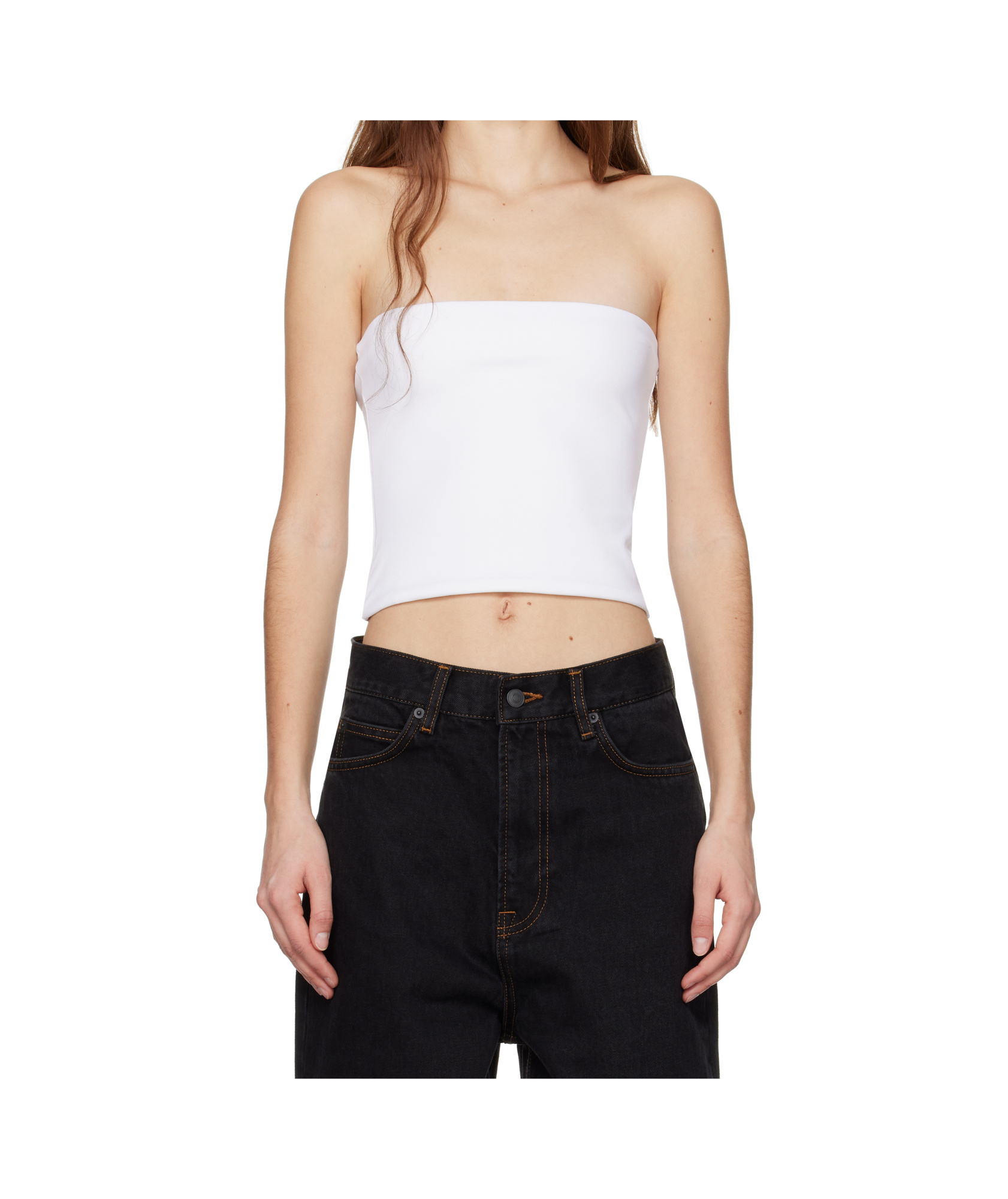 WARDROBE.NYC ELASTIC PLAIN KNITTED STRAPLESS TOP