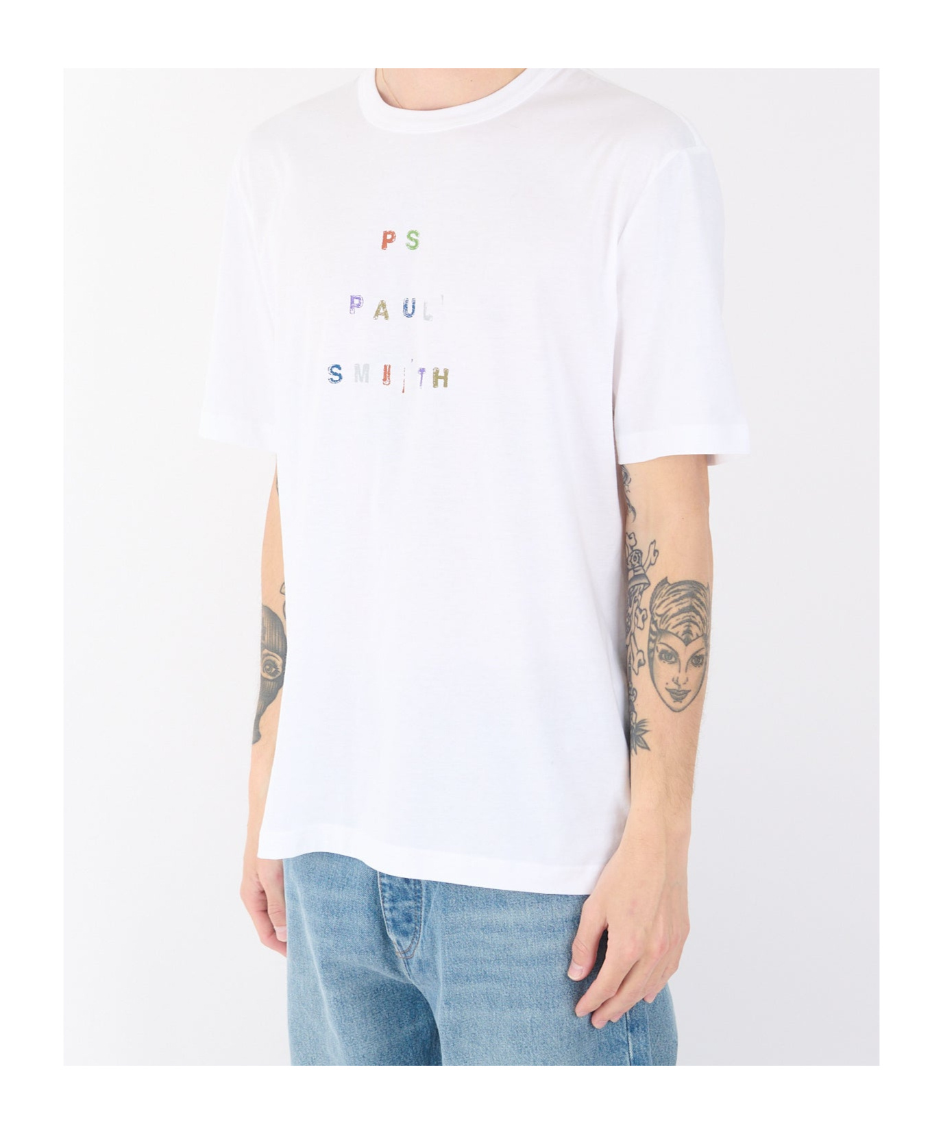 Paul Smith Crew Neck Graphic Print Short Sleeves T-shirt In White