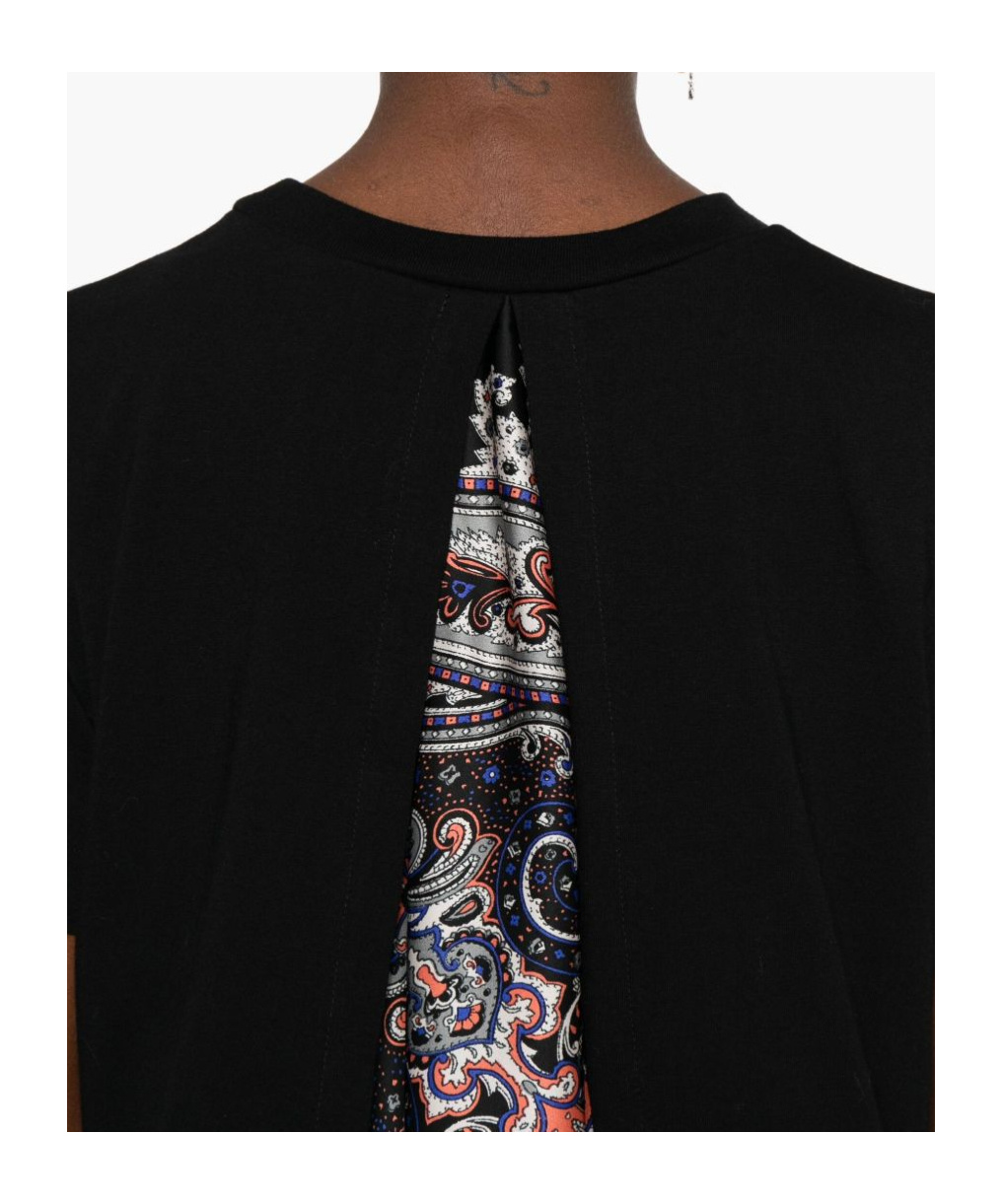 Sacai Pocket-detailed Paisley-print T-shirt In Black