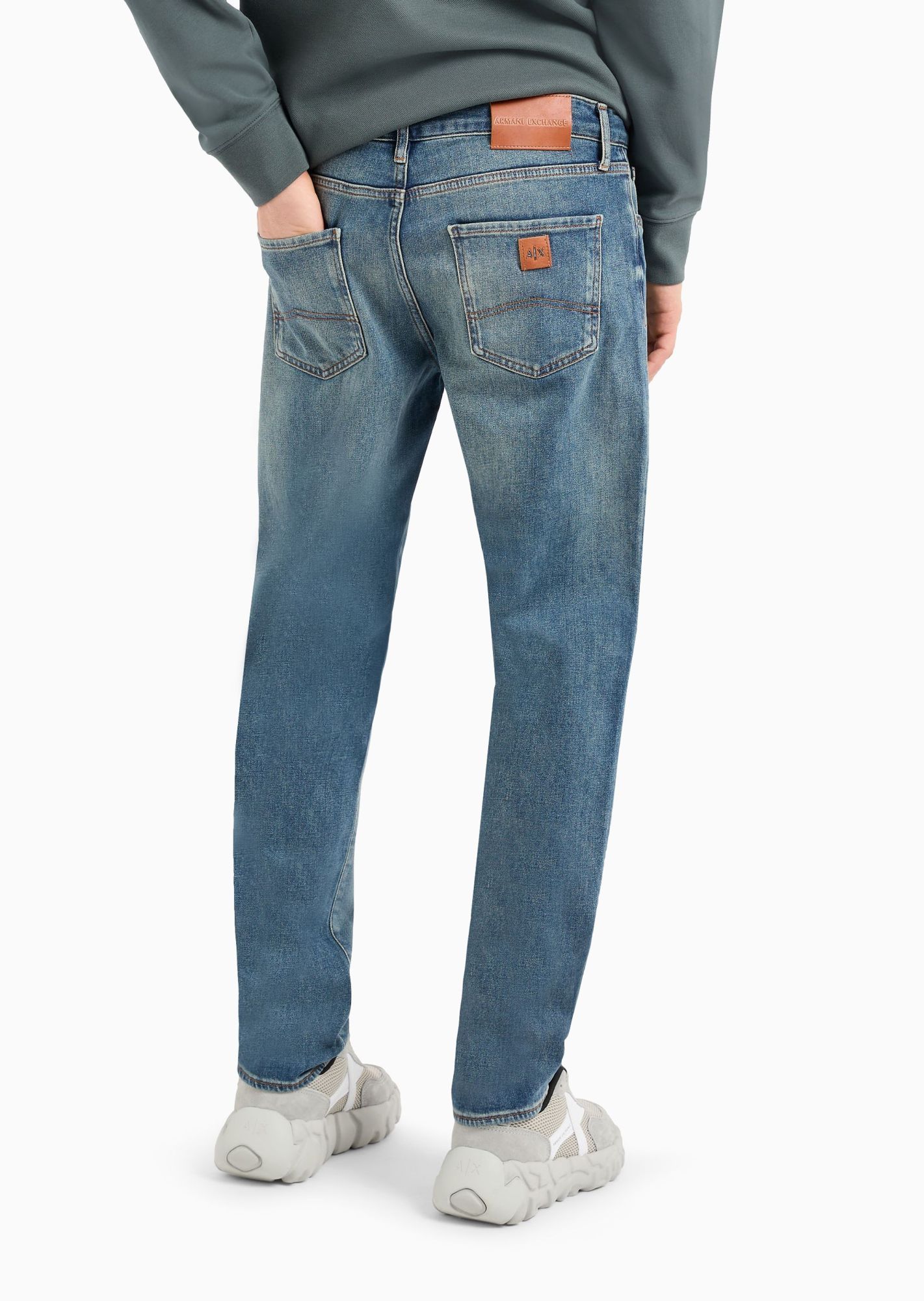 Armani Exchange Logo Denim Trousers In Blue
