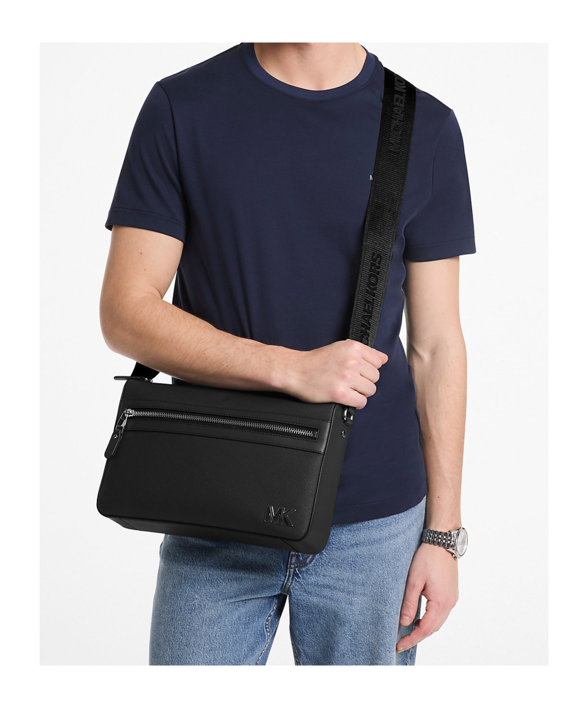 Michael Kors Edison Medium Messenger Bag In Black