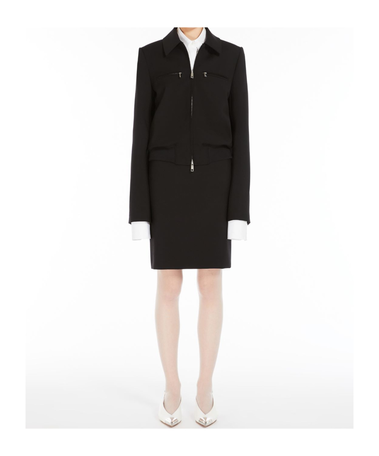 Sportmax Straight Stretch Wool Skirt In Black