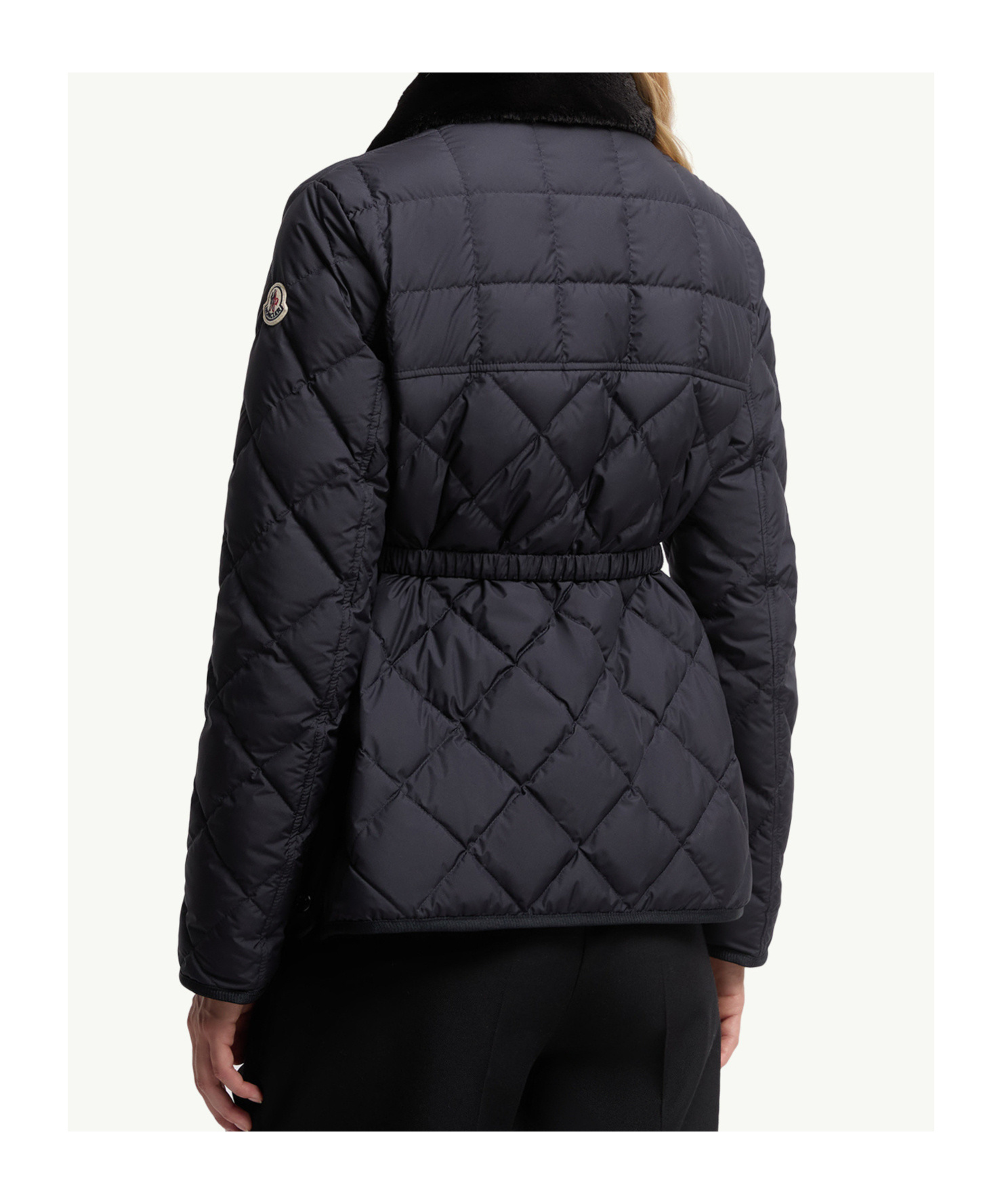 Moncler Womens Navy Cygne Belted Shell-down Jacket In Blue
