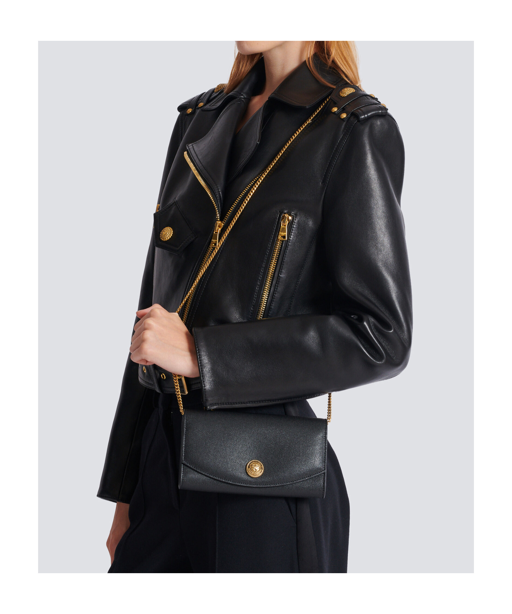 Balmain Button Detailed Wallet On Chain In Black