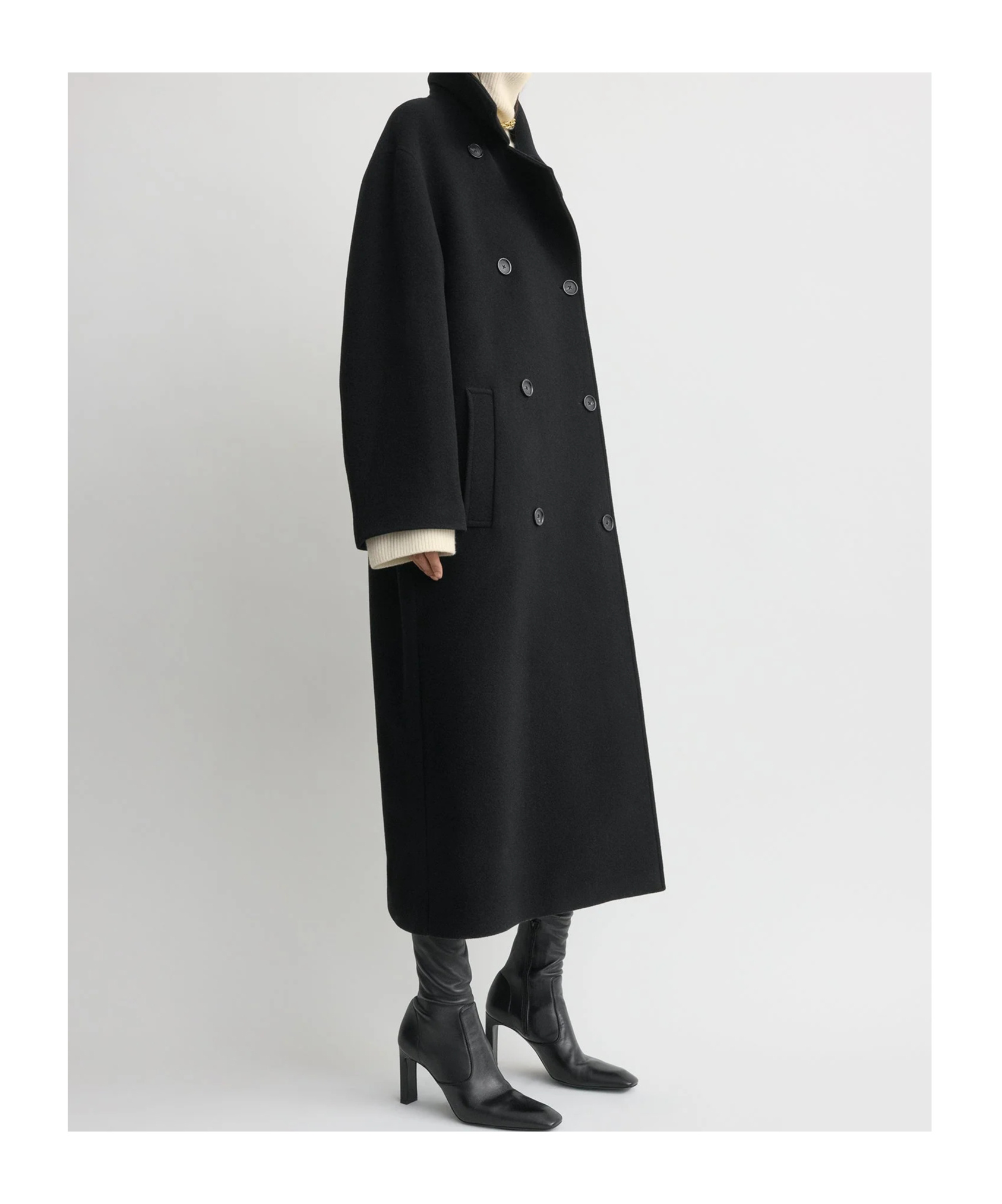 Totême Brushed Wool Blend Shield Coat In Black