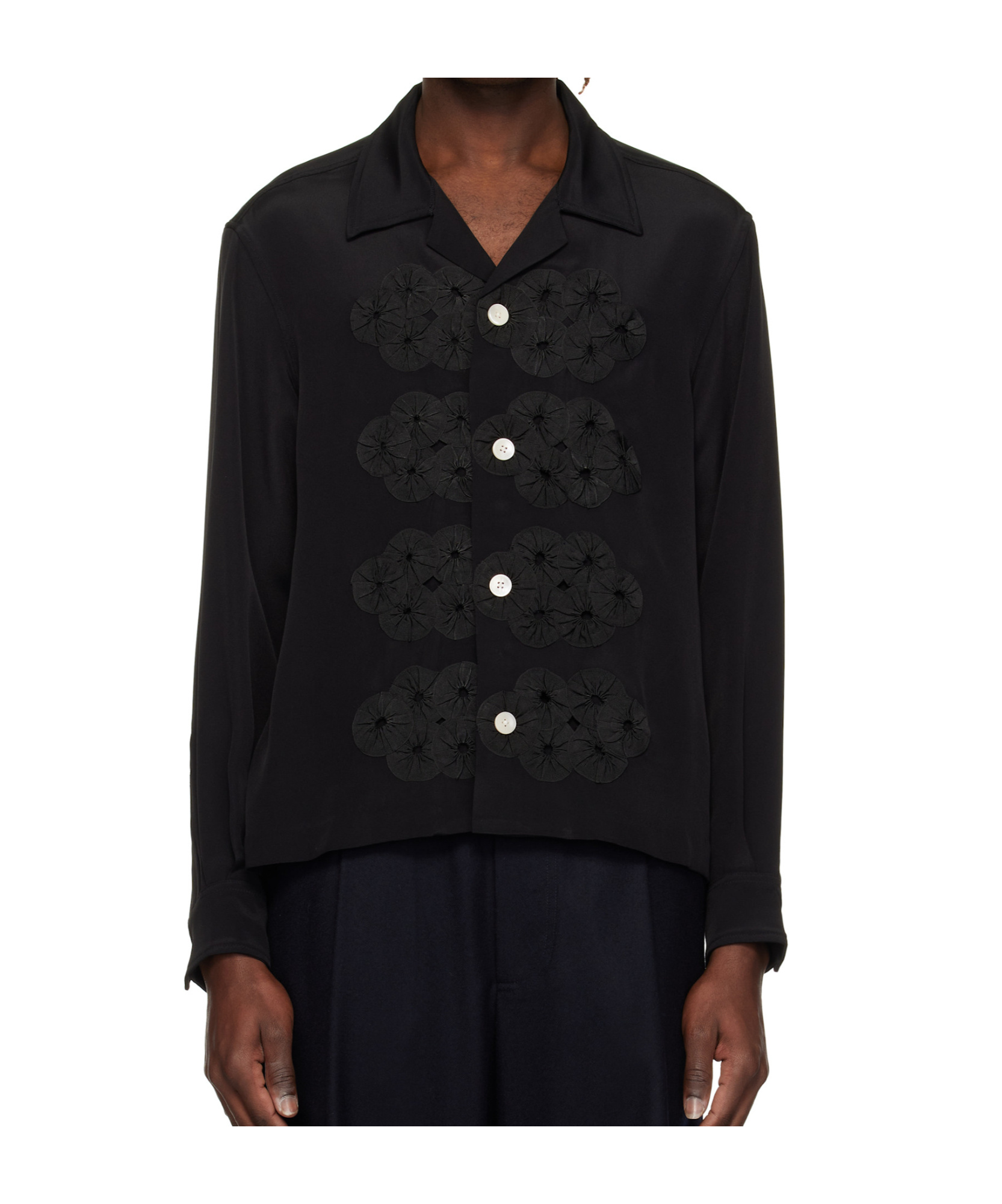 Bode Mens Silk Ribbon Garland Shirt In Black