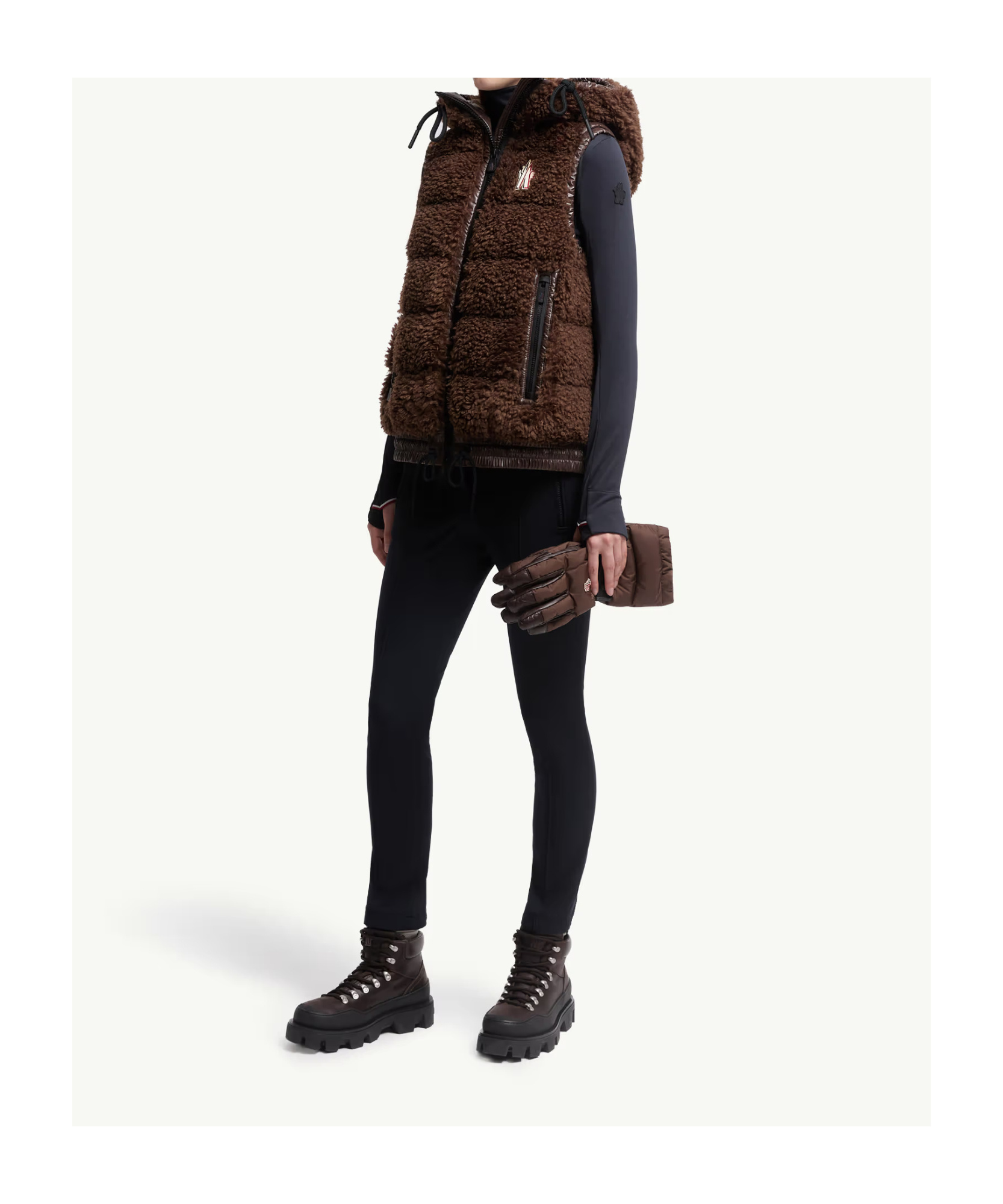 Moncler Teddy Padded Vest In Brown