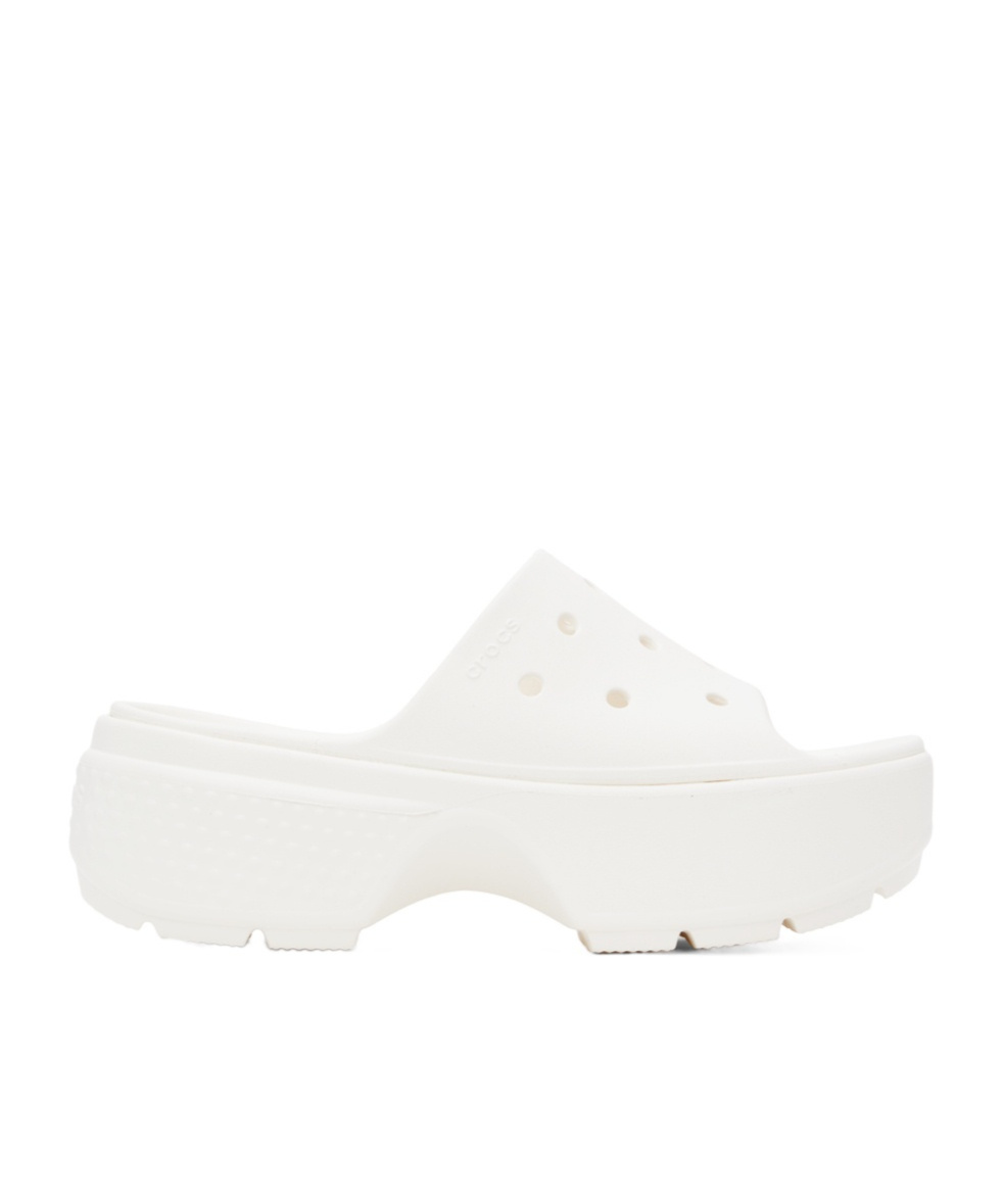 Crocs Logo Embossed Slippers In White