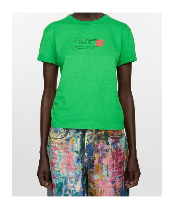 Acne Studios Logo T-shirt In Green