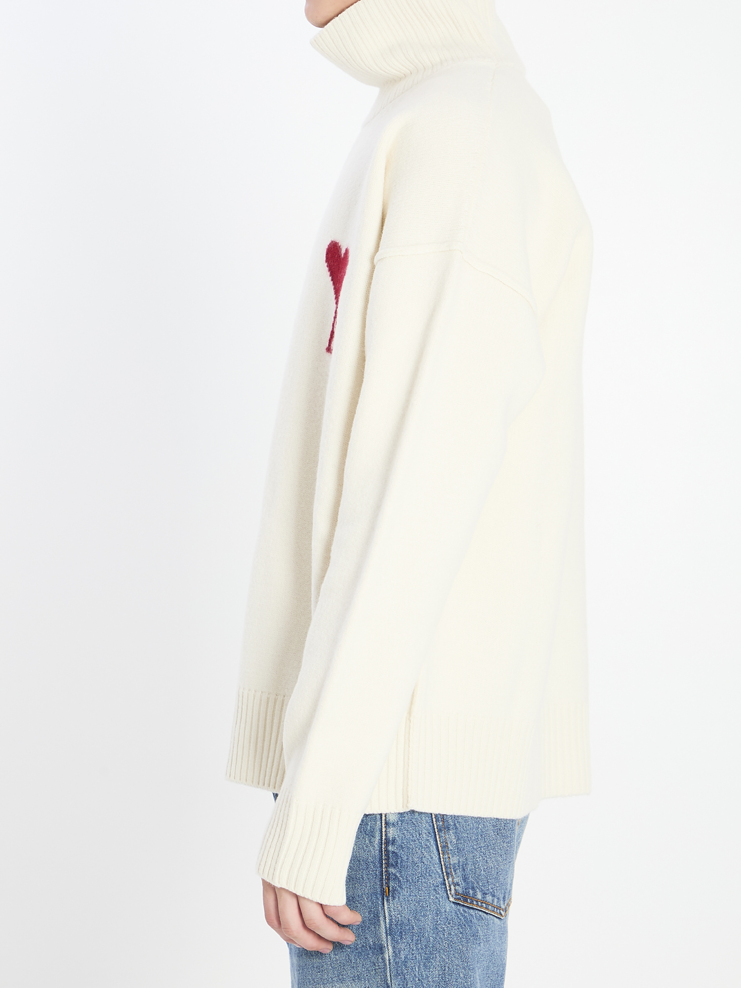 Ami Alexandre Mattiussi Ami Paris Turtleneck Sweater Ami De Coeur White Men In Animal Print