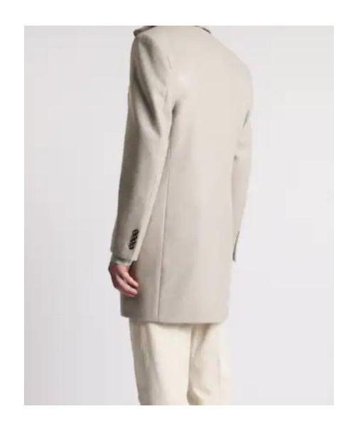 Fay Structured Light Beige Cashmere Coat With Notch Lapels And Flap Pockets In Gray