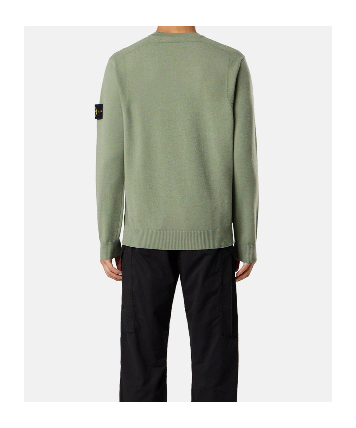 Stone Island Crewneck Jumper With Reverse Stitch Details In Green