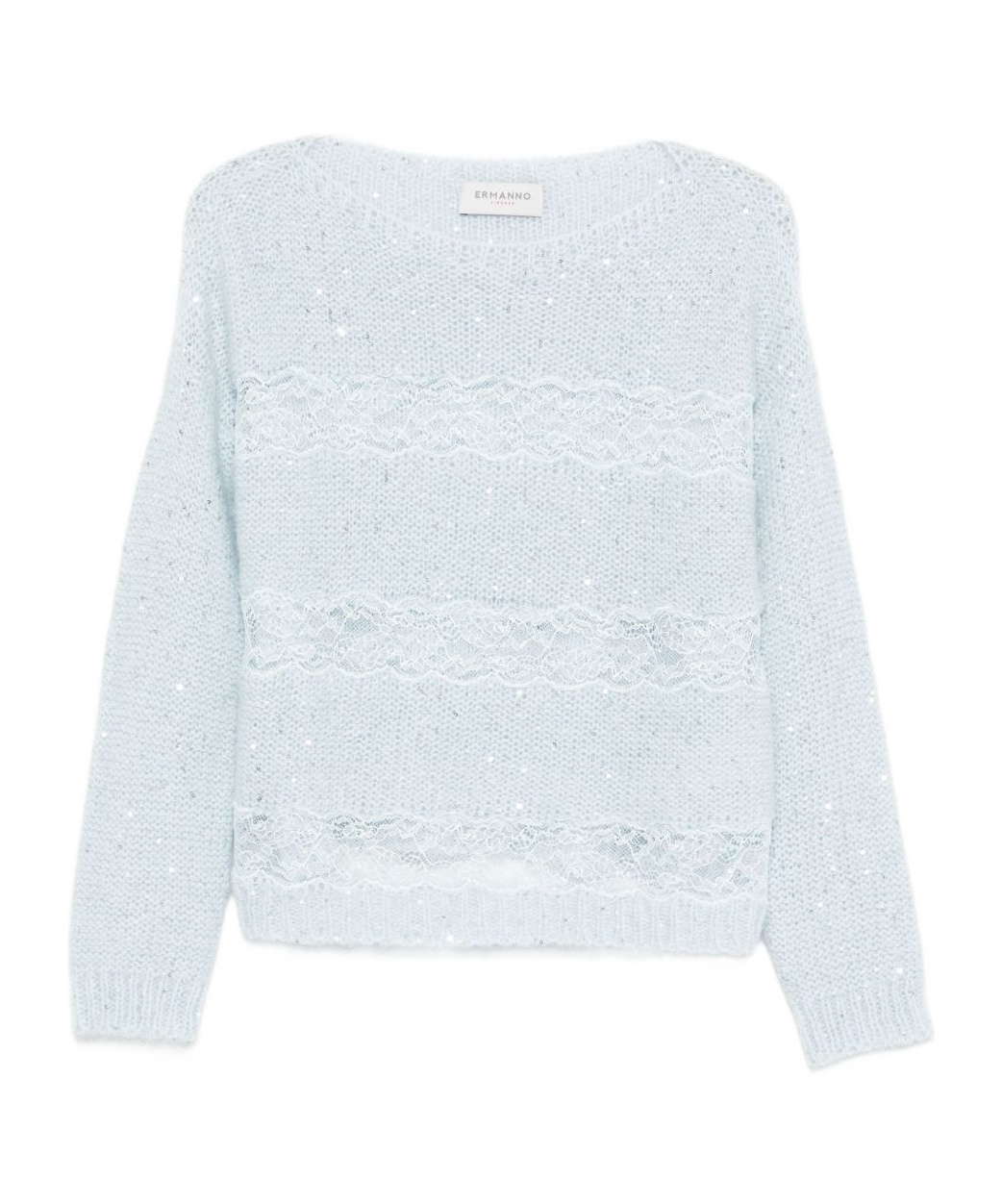 Ermanno Firenze Knitwear With Lace And Sequin Embellishments In Blue