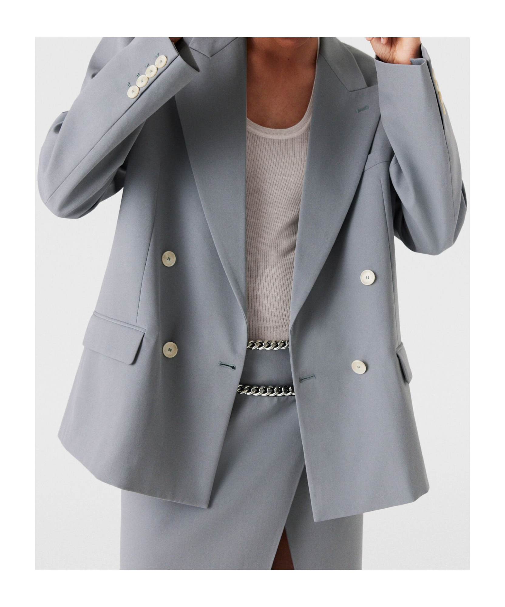 Stella Mccartney Oversized Double-breasted Blazer In Gray
