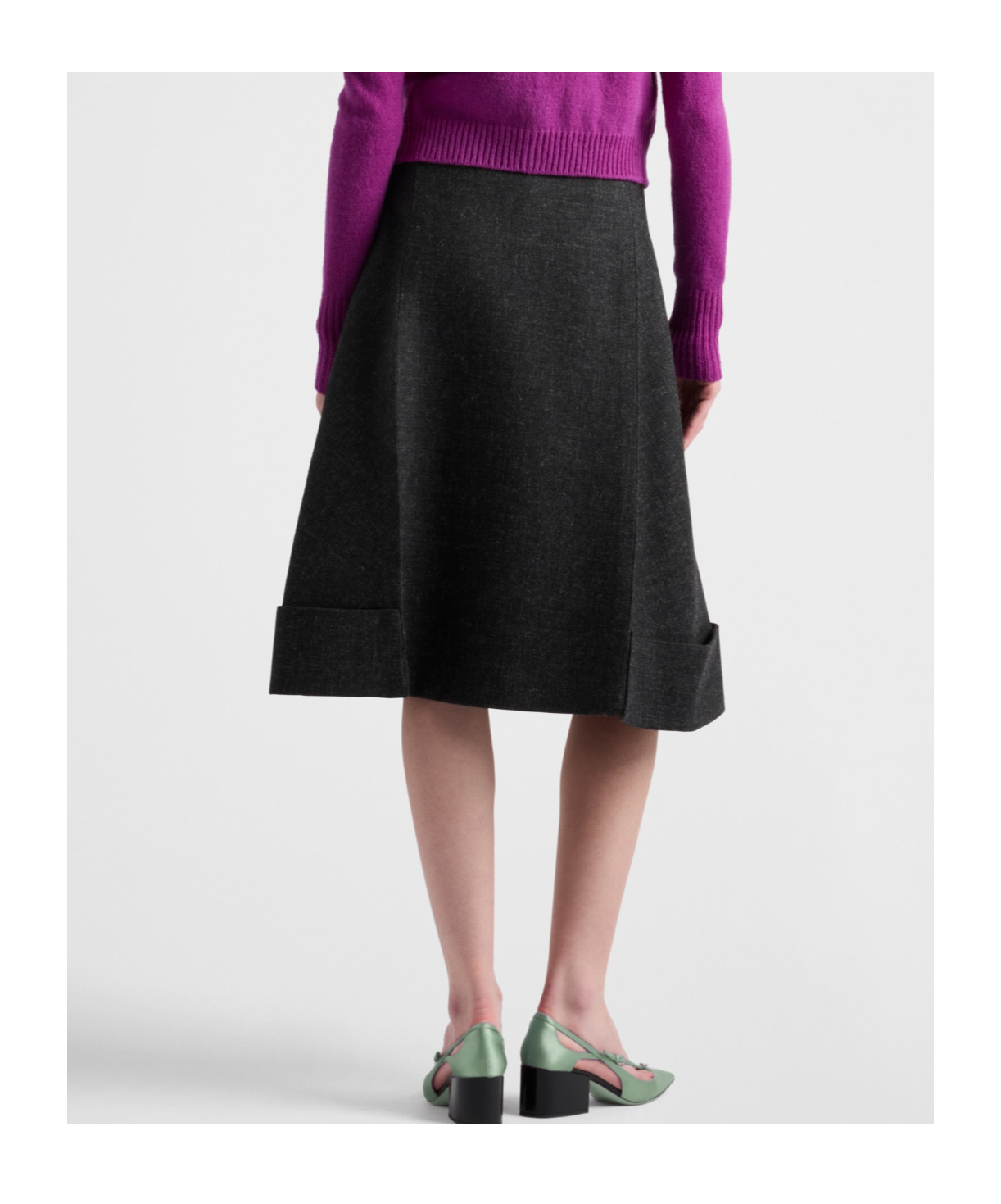 Prada Midirock Im Vintage-look Mit Schnellstich In Gray