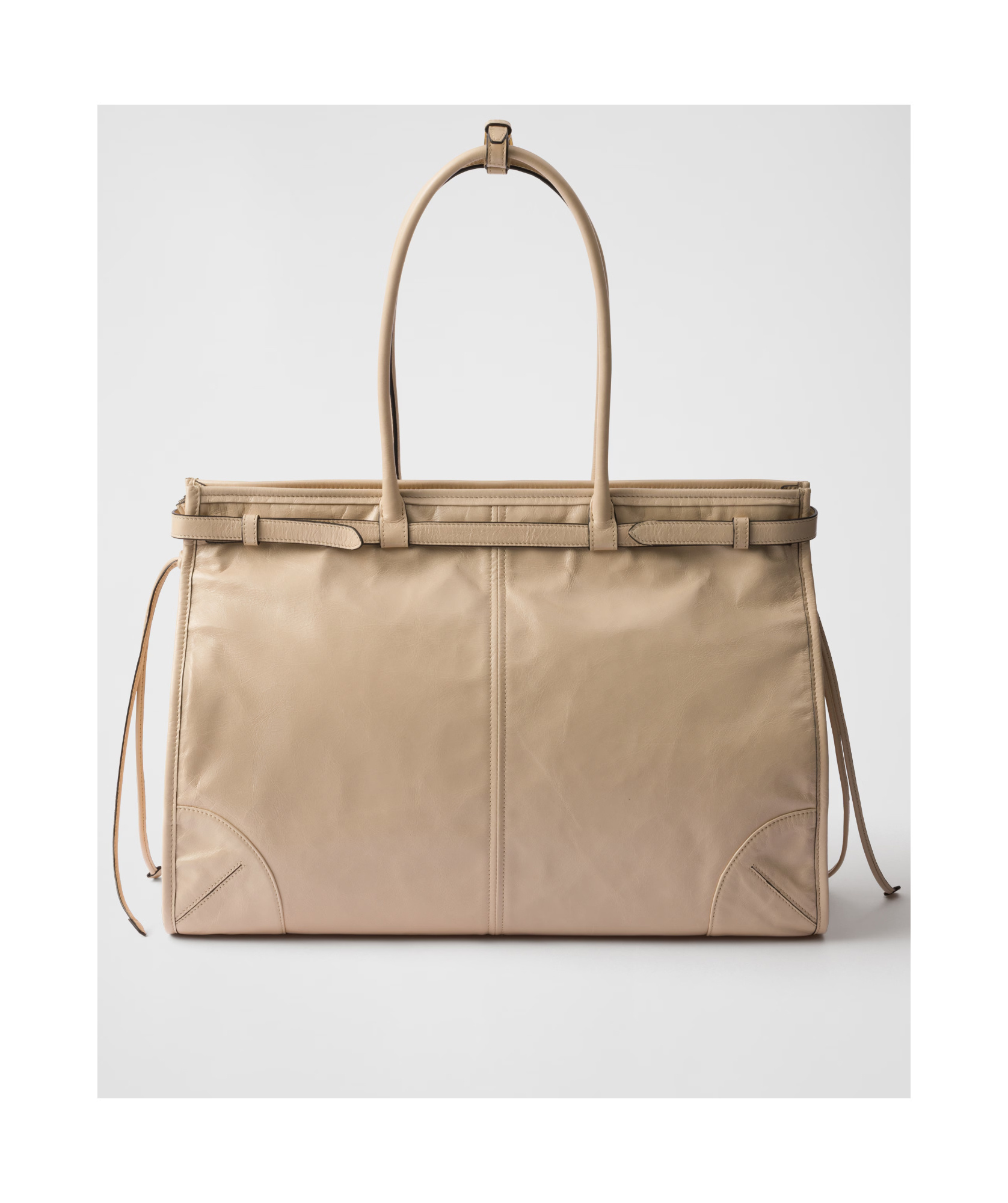 Prada Large Leather Handbag In Travertine
