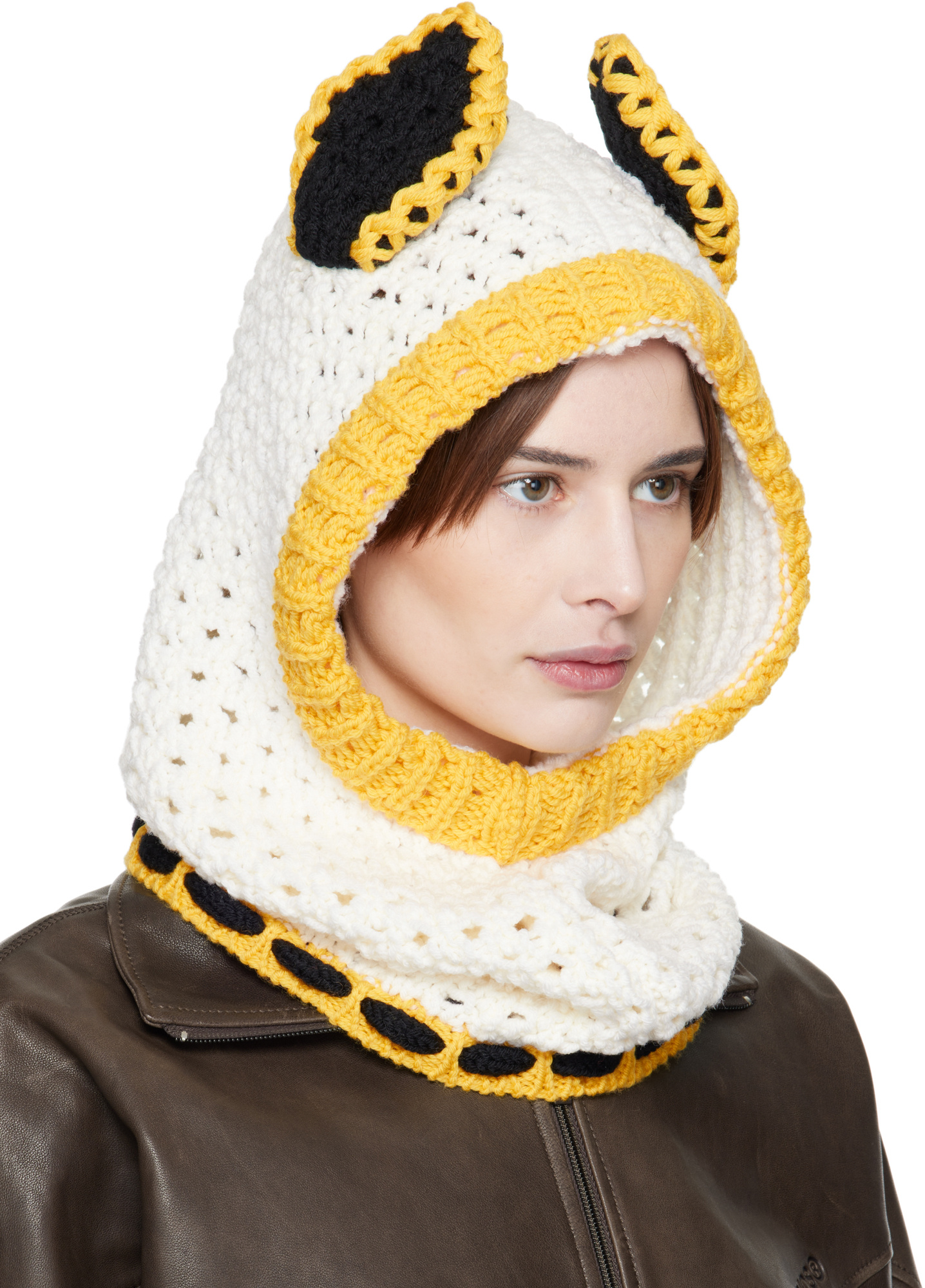 Marni White Wool Balaclava With Ears In White