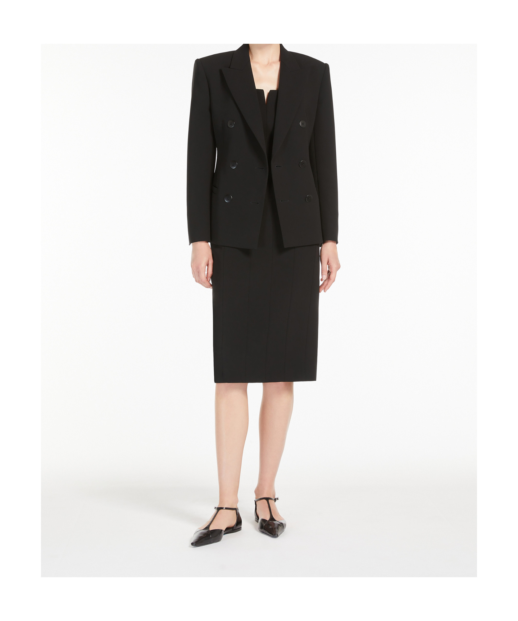 Max Mara Long-sleeved Suit Coat In Black