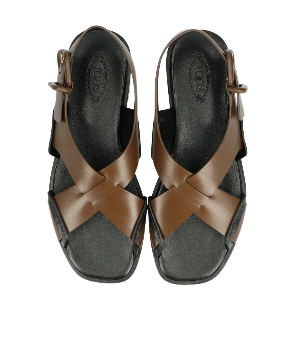 Shop Tod's Leather Sandals In Black