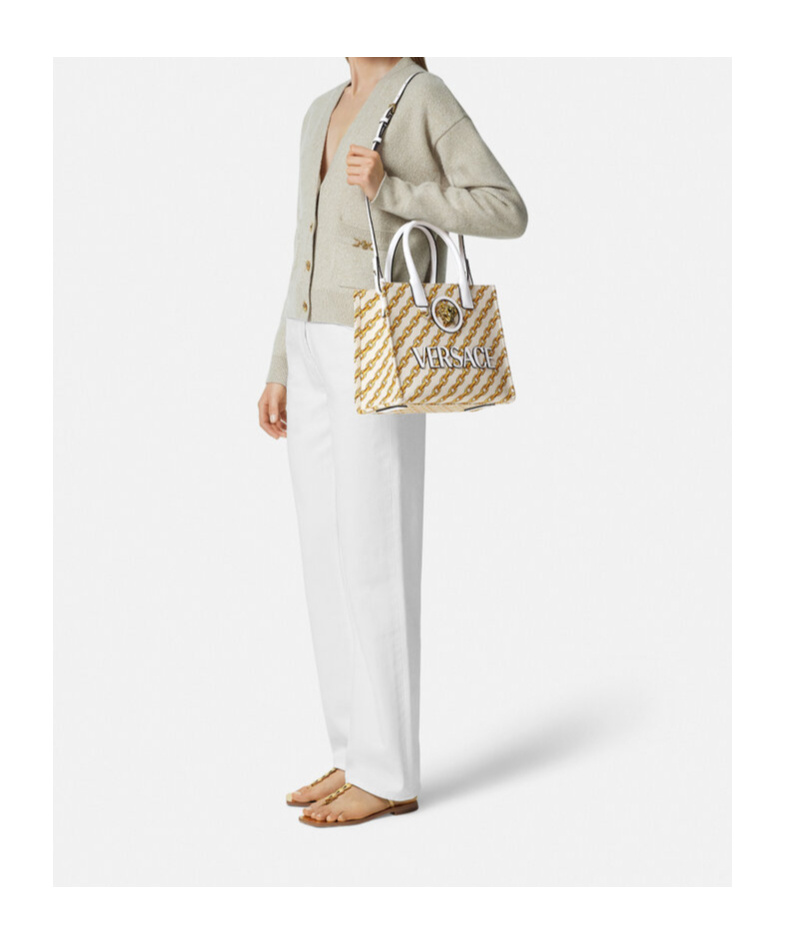 Versace Logo-print Tote Bag In White