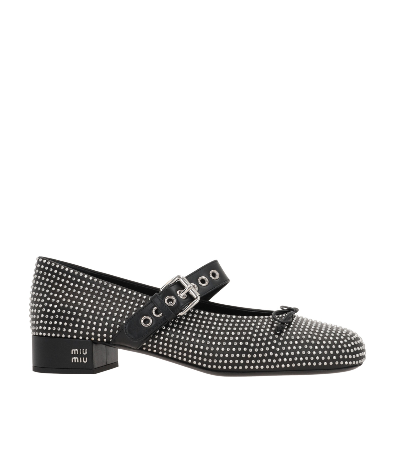 Miu Miu 25mm Buckled Ballerina Shoes In Black