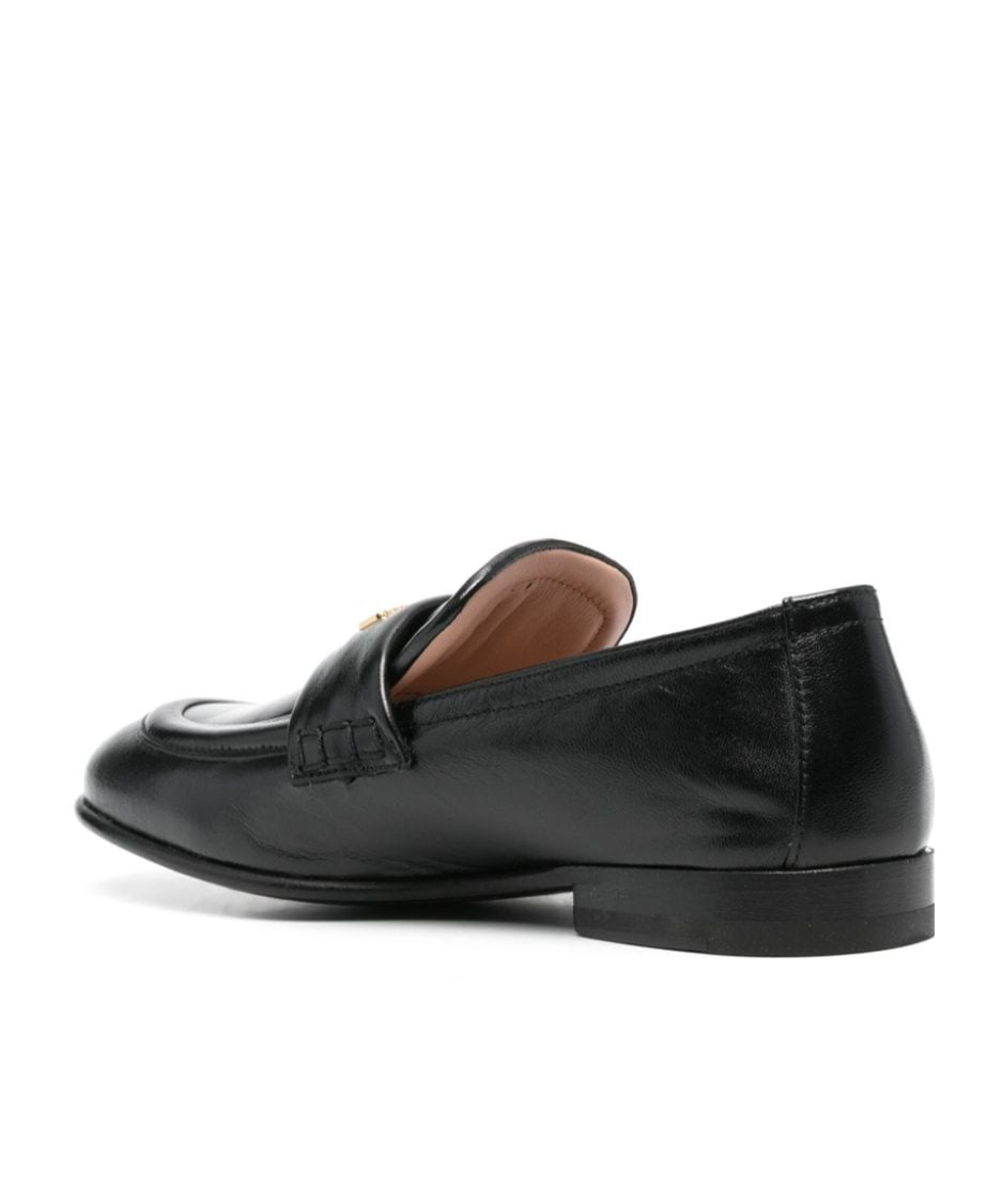 Moschino Leather Loafer Stitched Moc Polished In Black