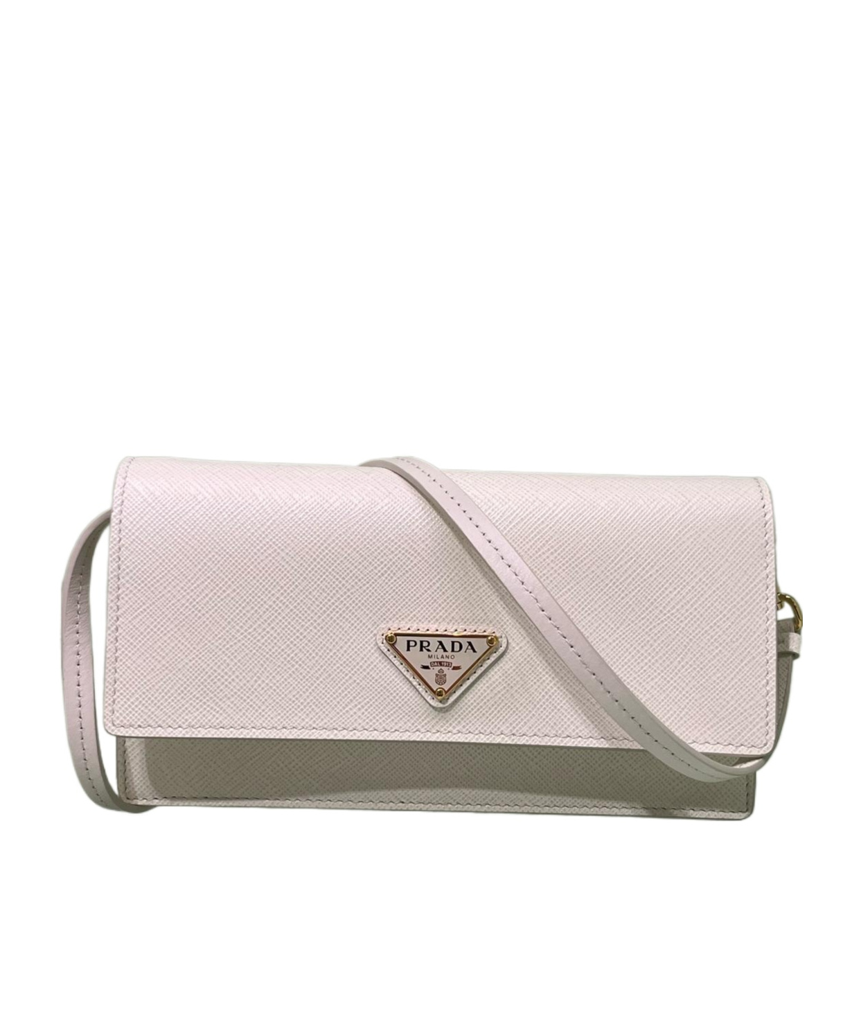 Prada Triangle-logo Leather Mini Bag In White
