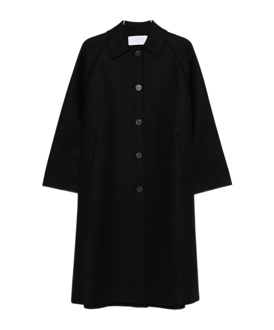 Harris Wharf London Balmacaan Button-front Raglan-sleeve Coat In Black