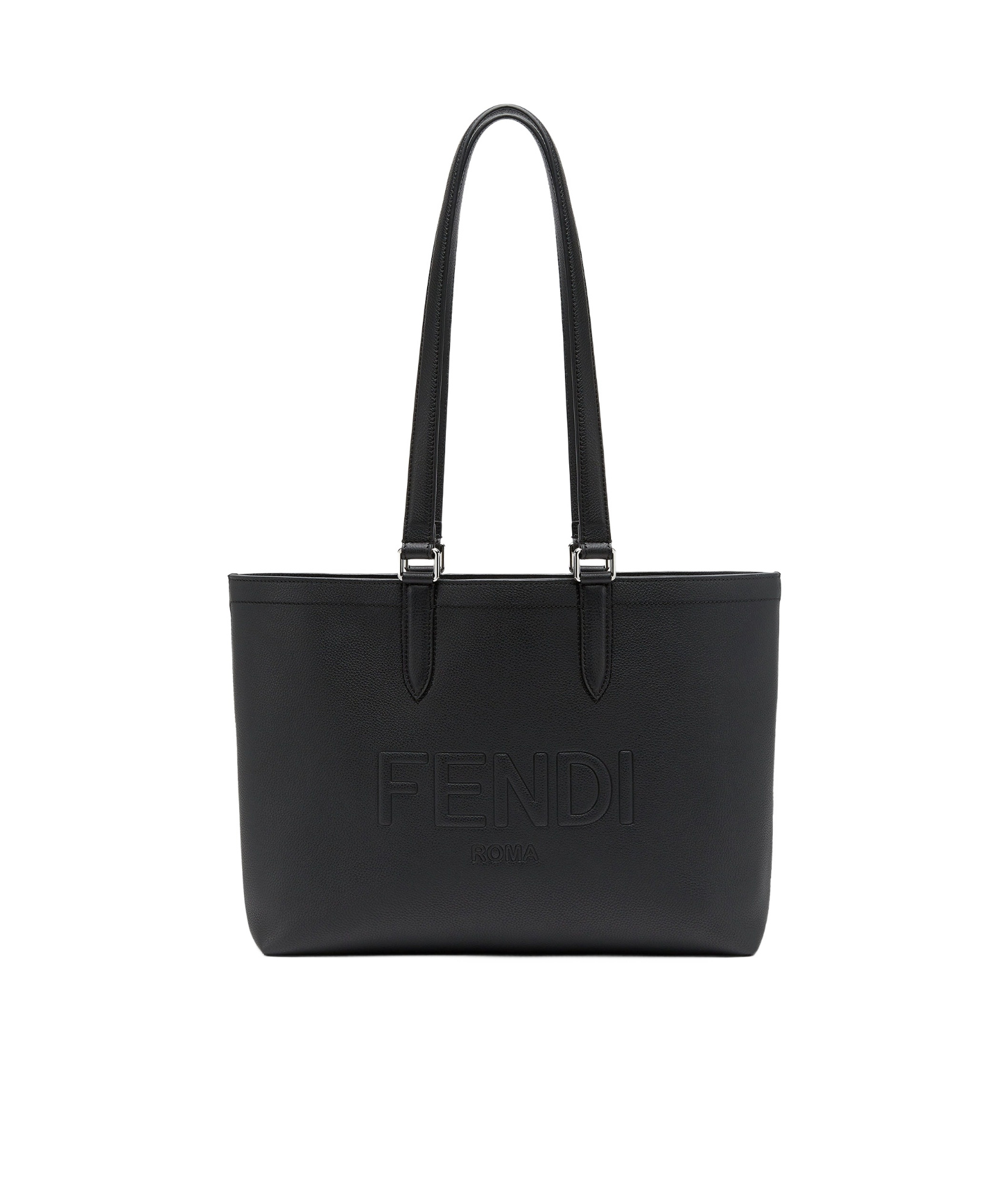 Fendi Roma Logo Embossed Tote Bag In Black