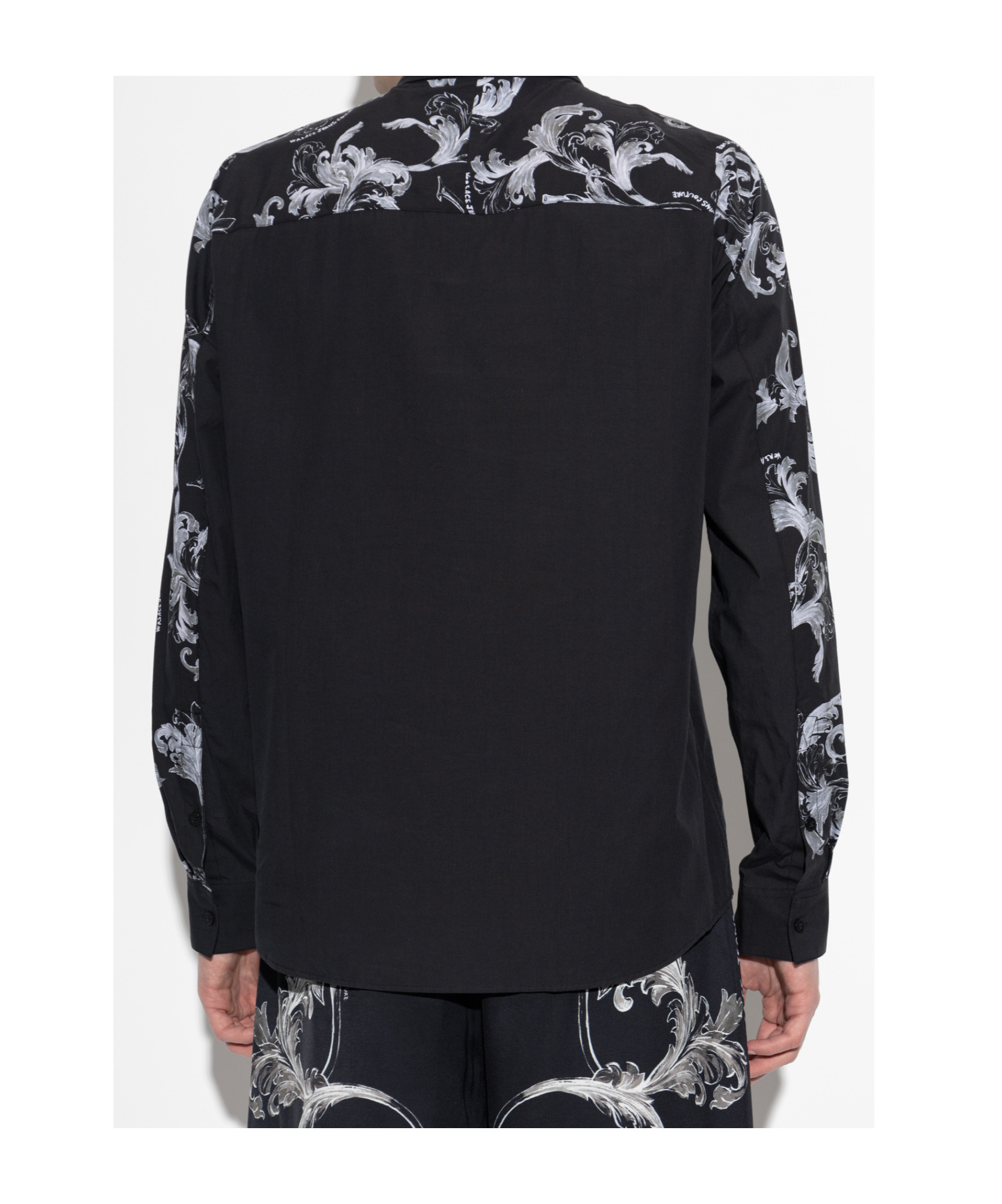Versace Jeans Couture Black Shirt With Barocco Print In Black