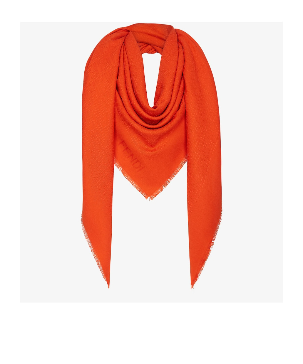Fendi Logo-embroidered Silk Shawl In Red