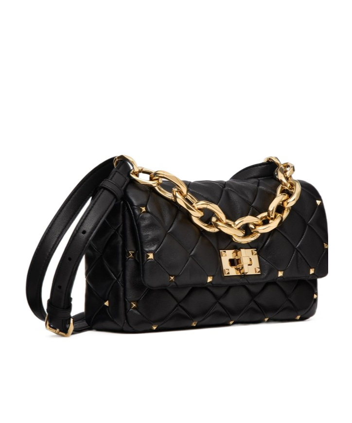 Valentino Rockstud Spike Small Shoulder Bag In Black