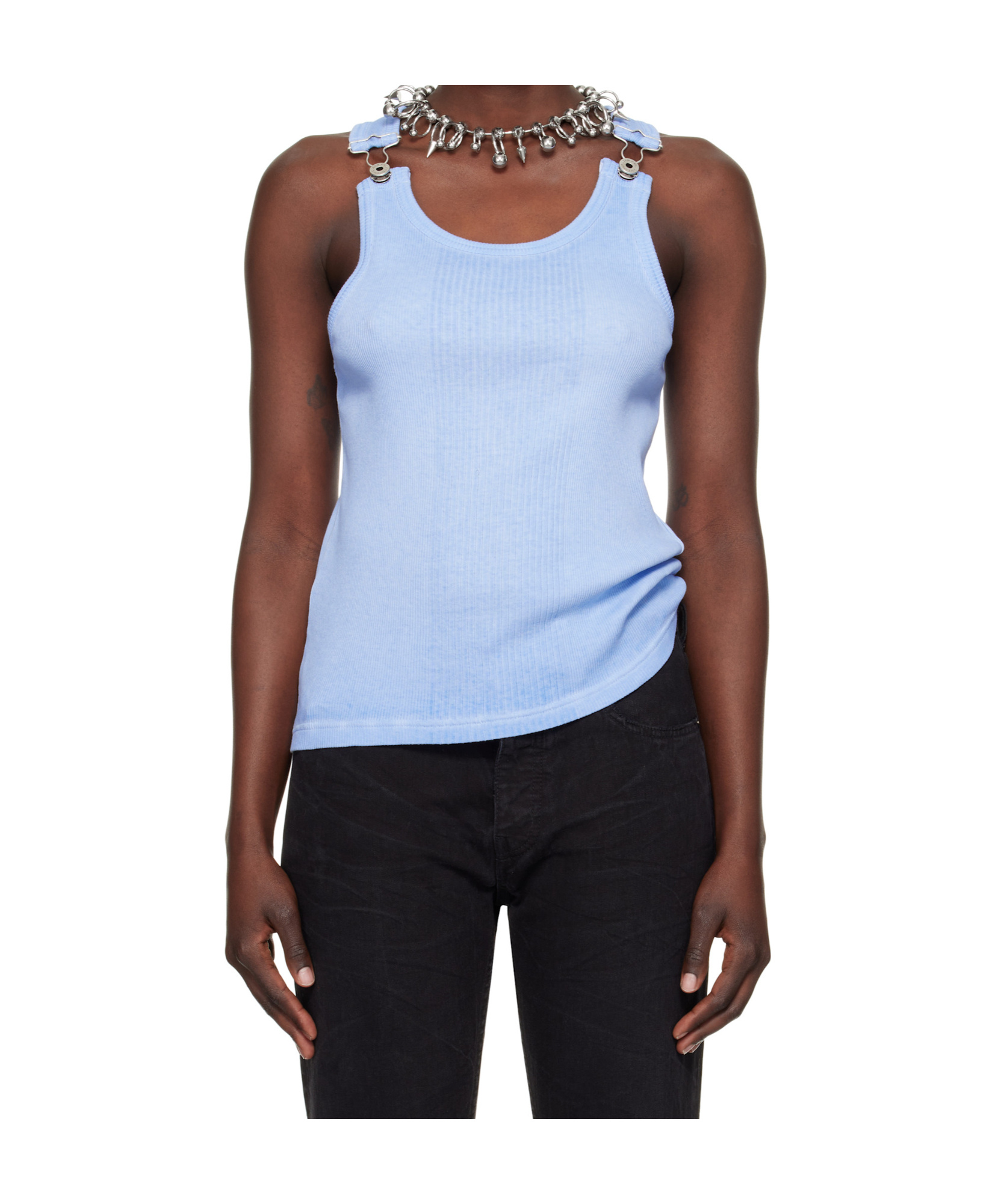 Shop Jean Paul Gaultier Sleeveless Tops In Blue