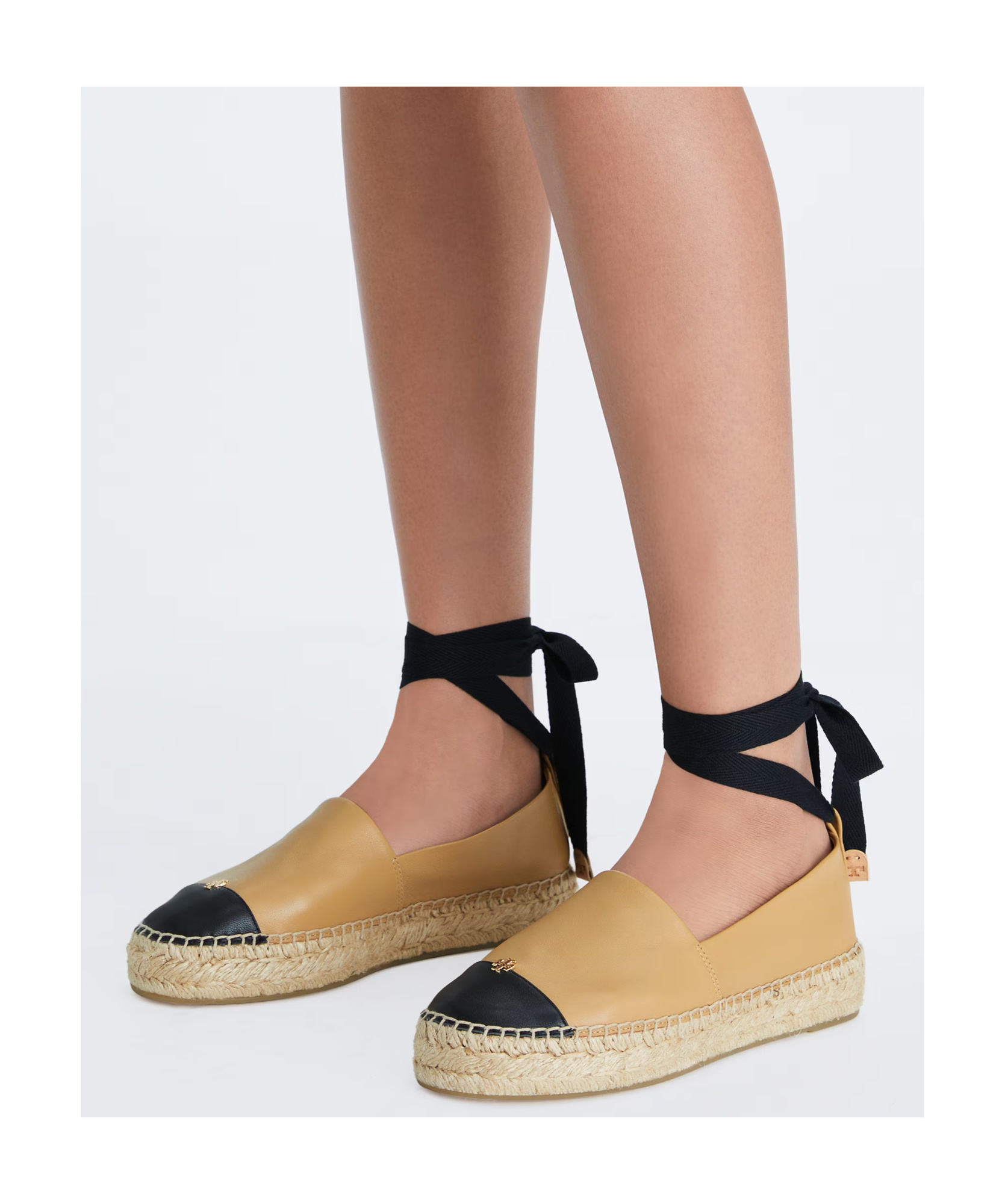 Tory Burch Ankle Wrap Cap Toe Platform Espadrille In Brown