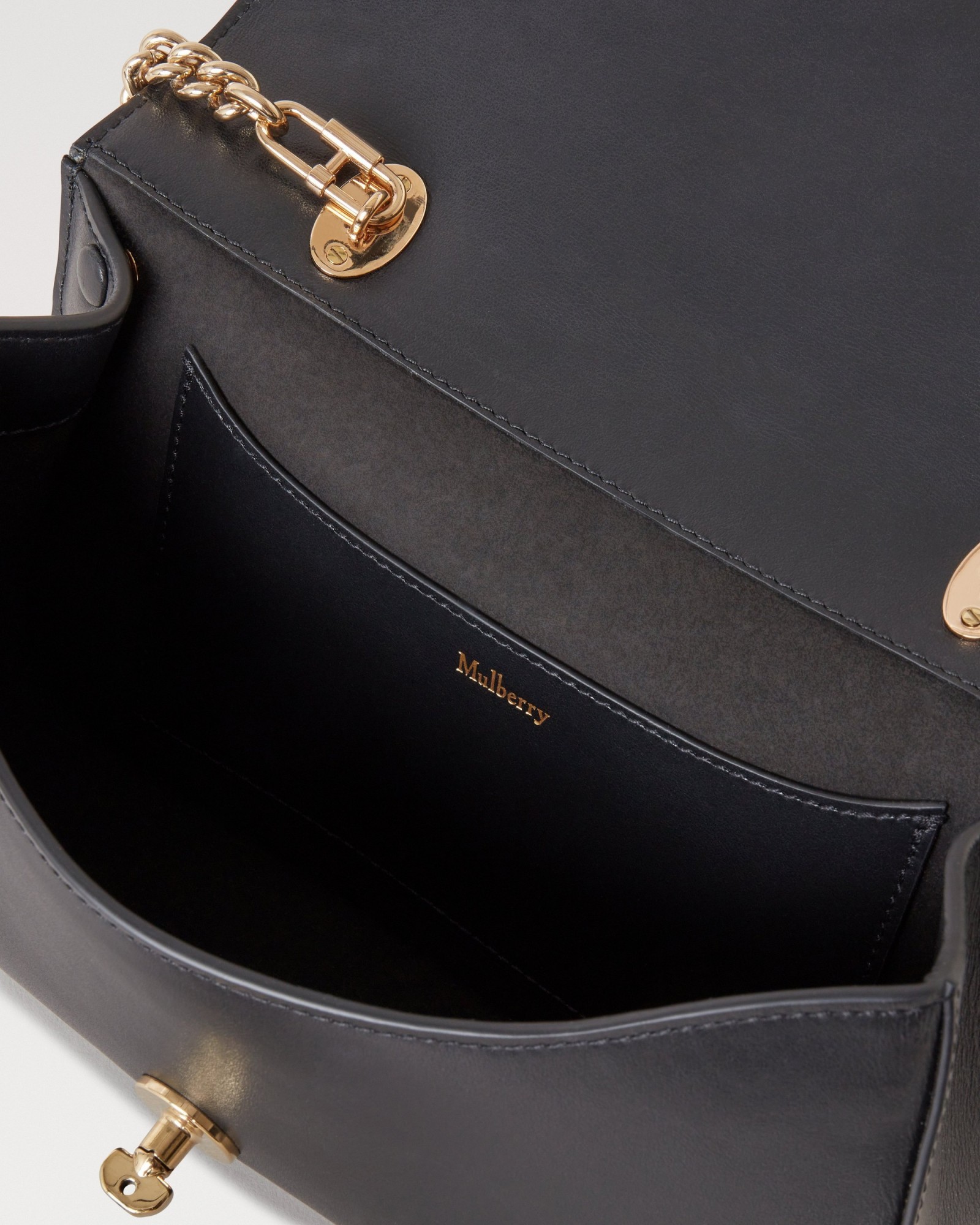 Mulberry Lana Day High Gloss Leather Top Handle Bag In Black