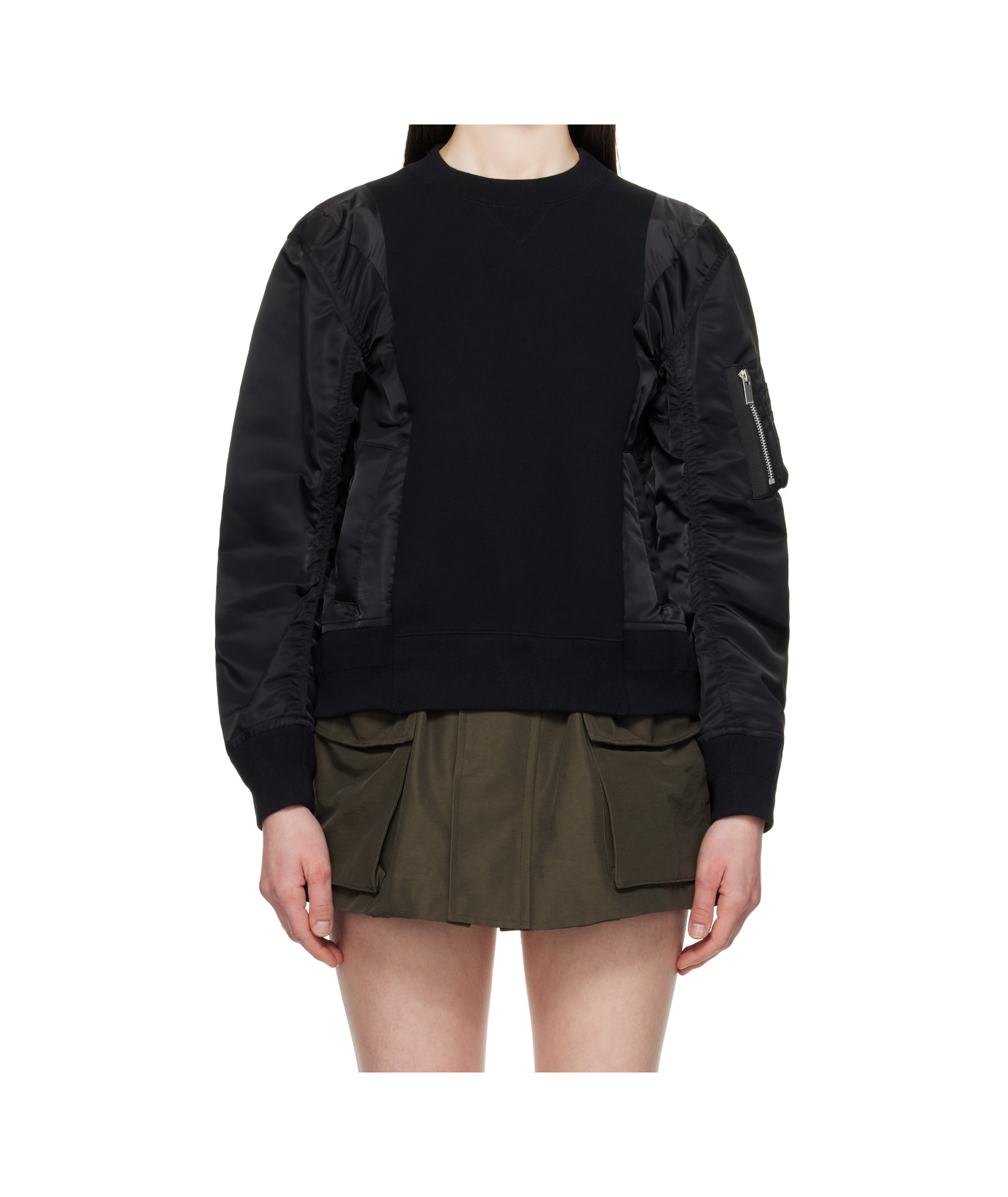 Sacai Long Sleeve Sweatshirt In Black
