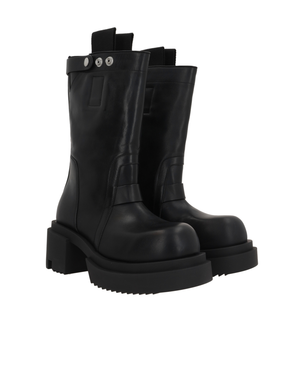 Rick Owens Block Heel Mid-calf Leather Boots In Black